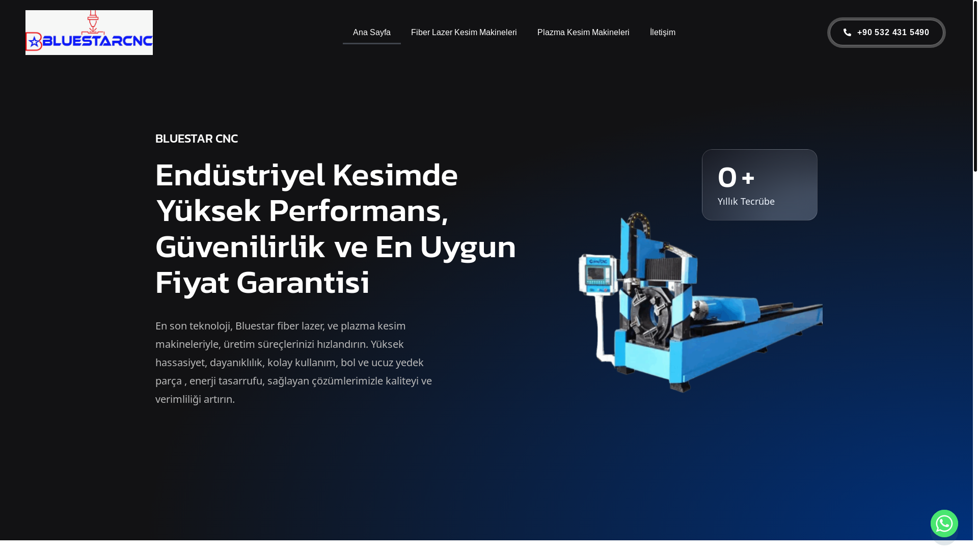 website screenshot of https://bluestarcnc.com.tr/