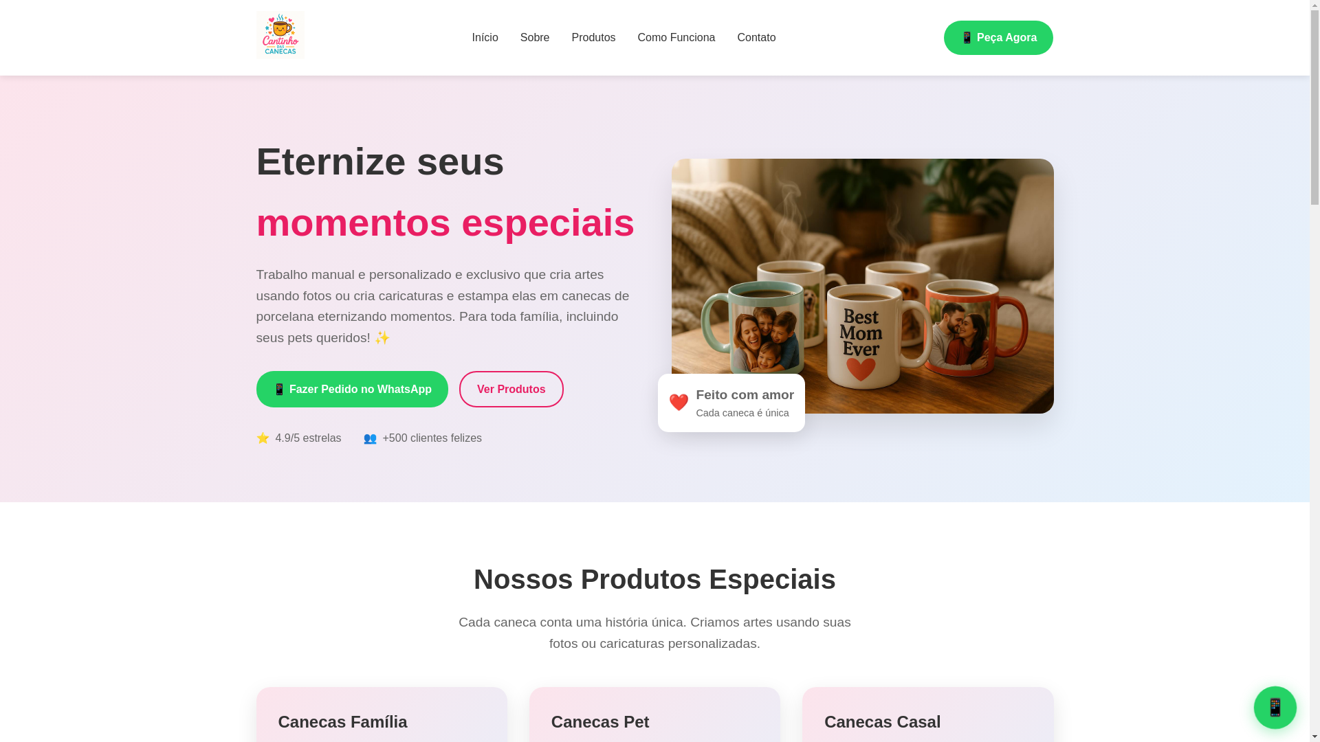 website screenshot of https://cantinhodascanecas.com.br/