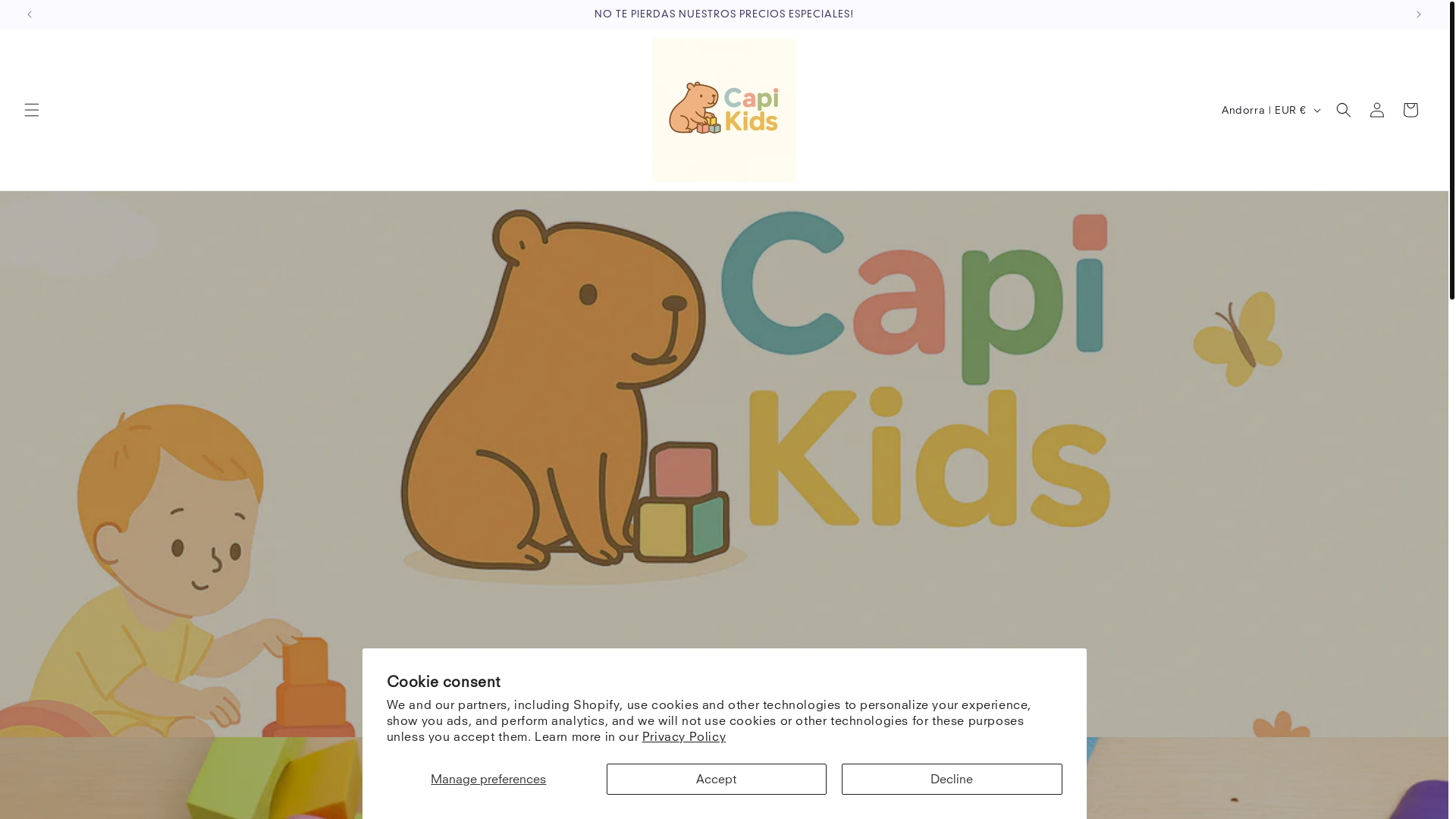 website screenshot of https://capikidstienda.com/
