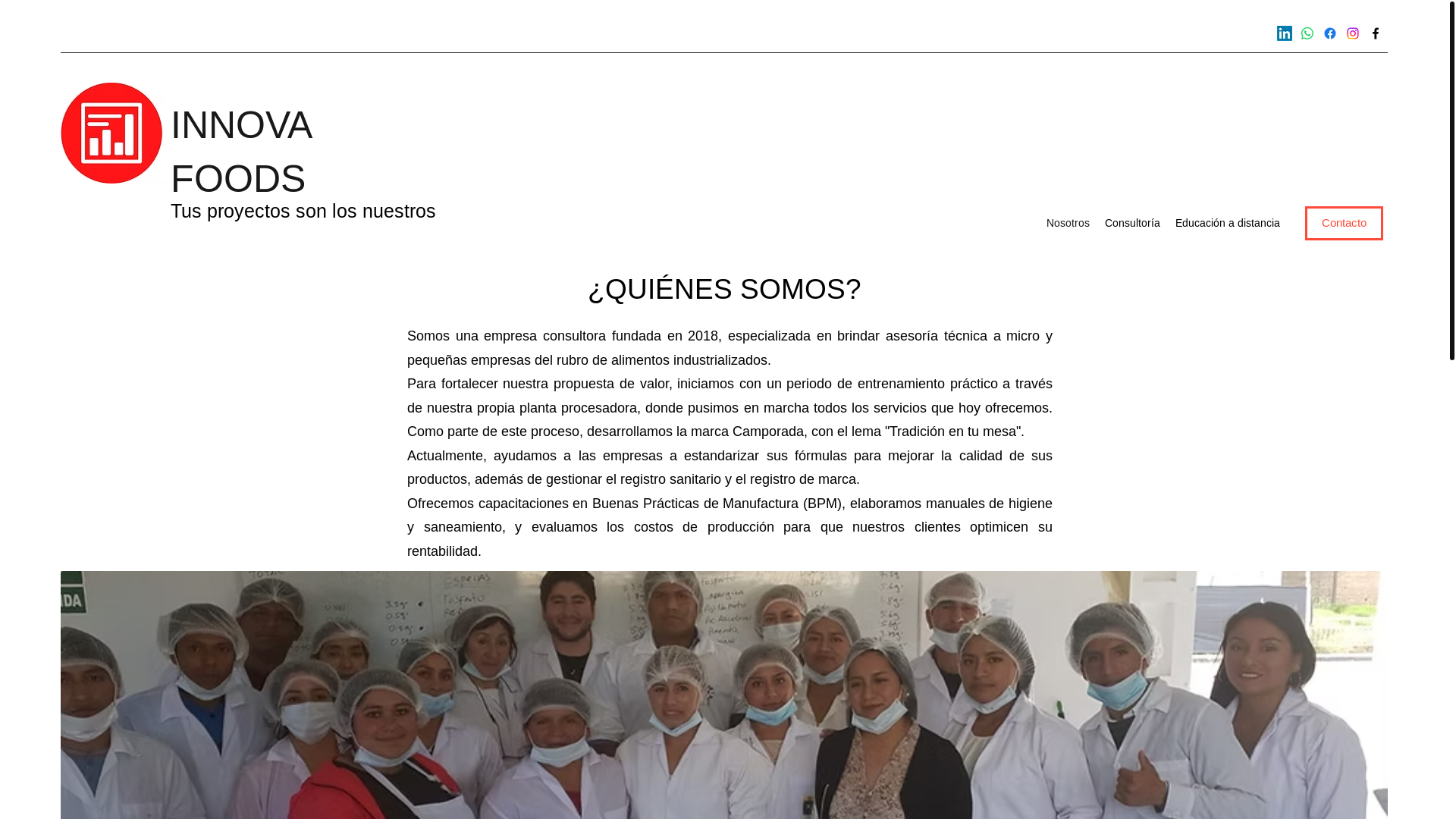website screenshot of https://innovafoods.pe/