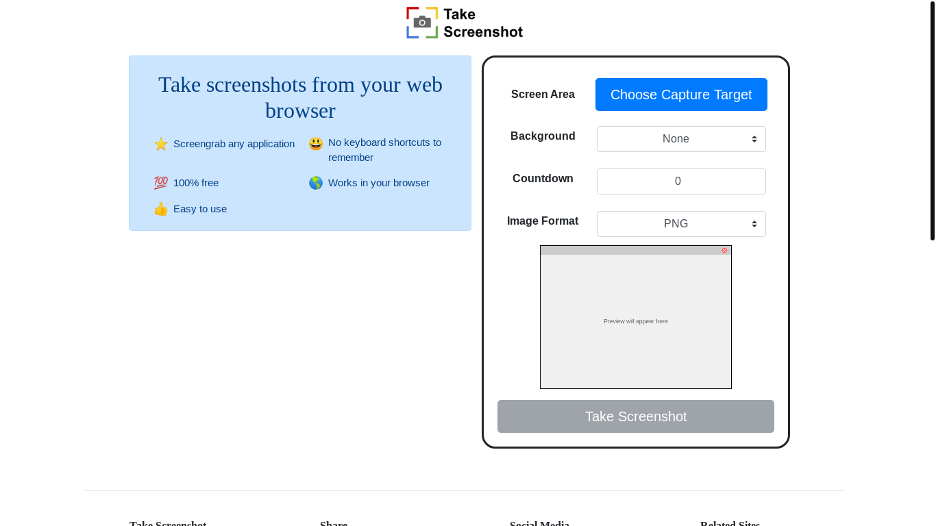 website screenshot of https://takescreenshot.org/