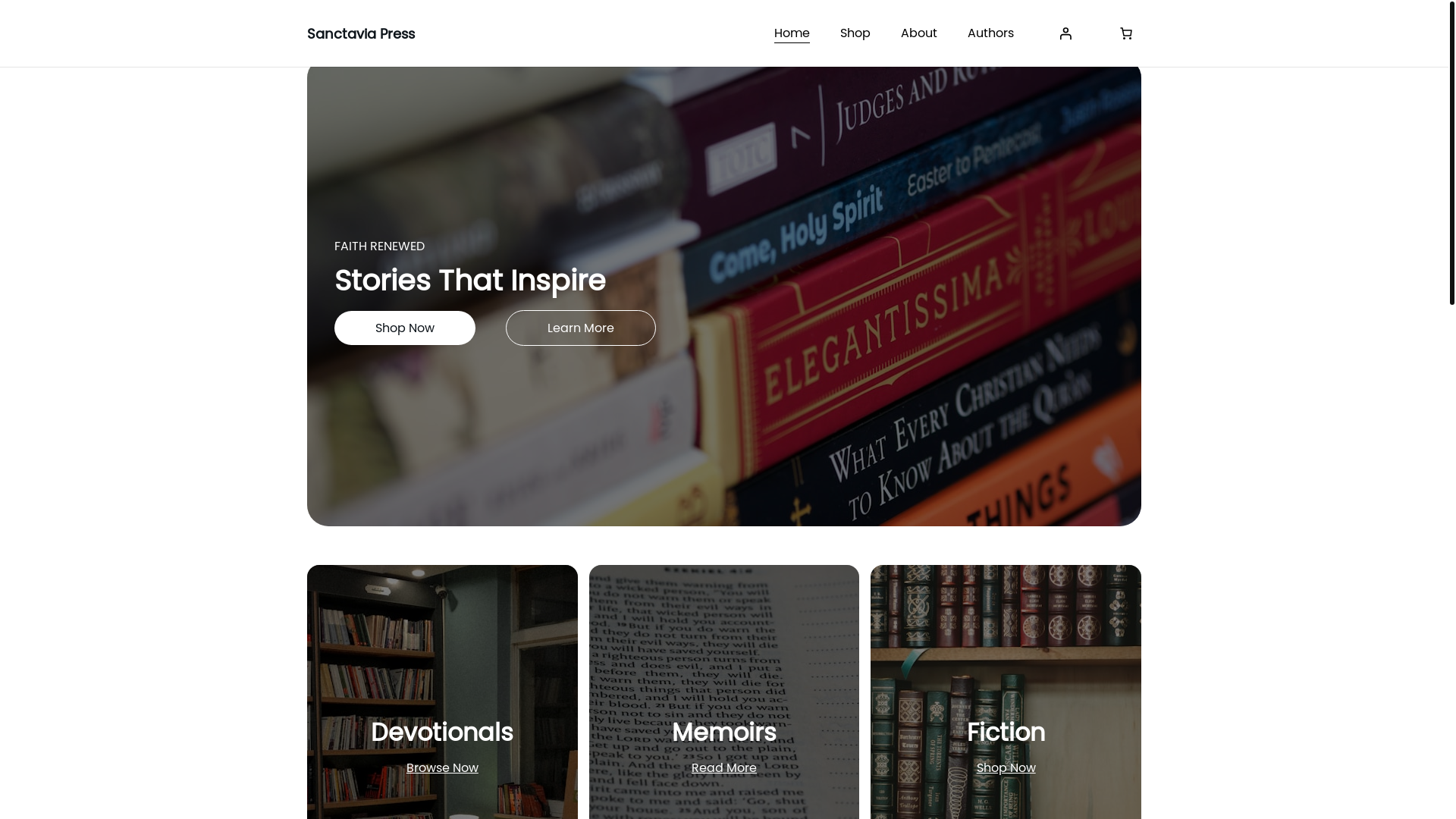 website screenshot of https://sanctaviapress.store/