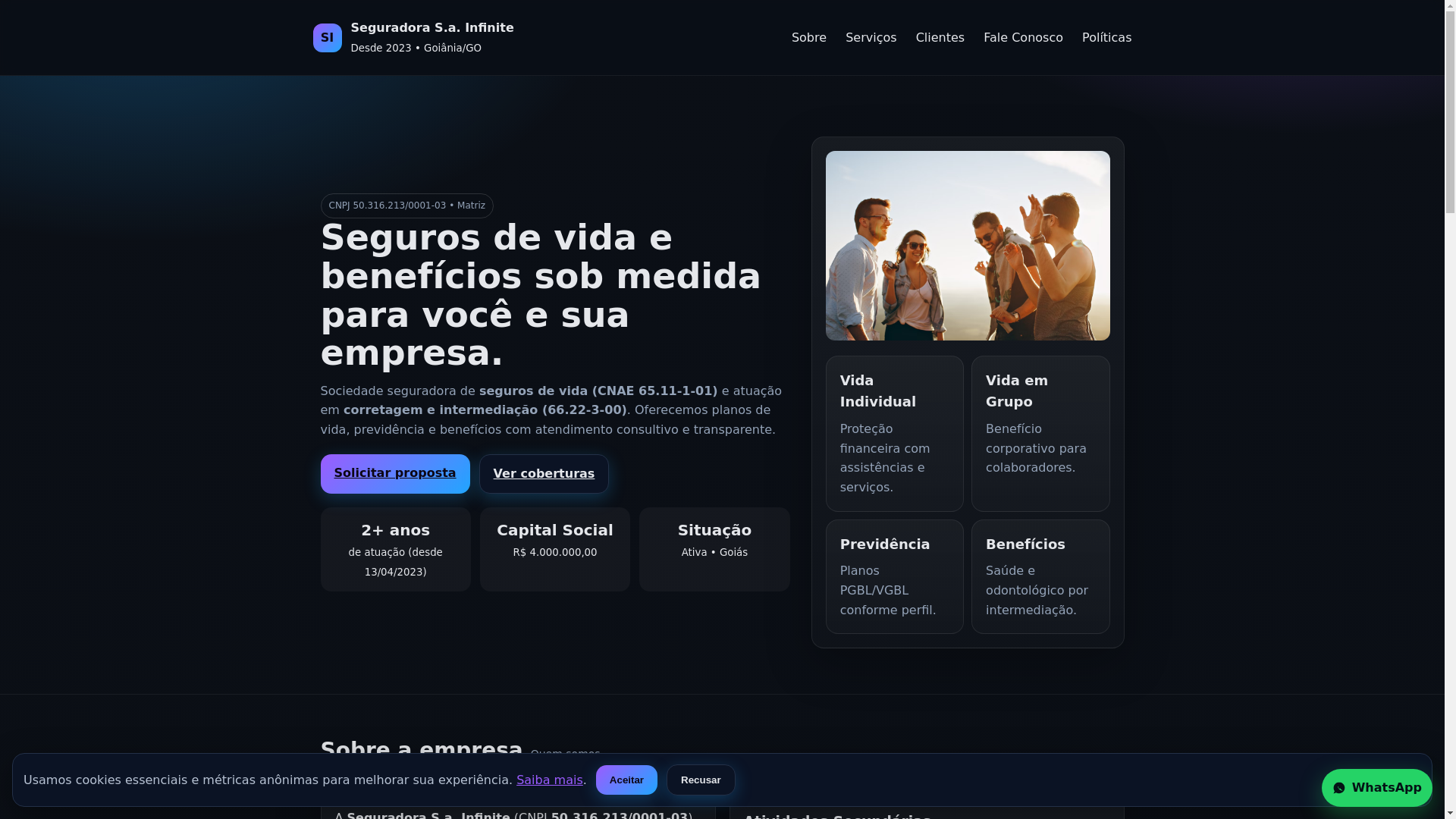 website screenshot of https://seguradorainfinite.blog/