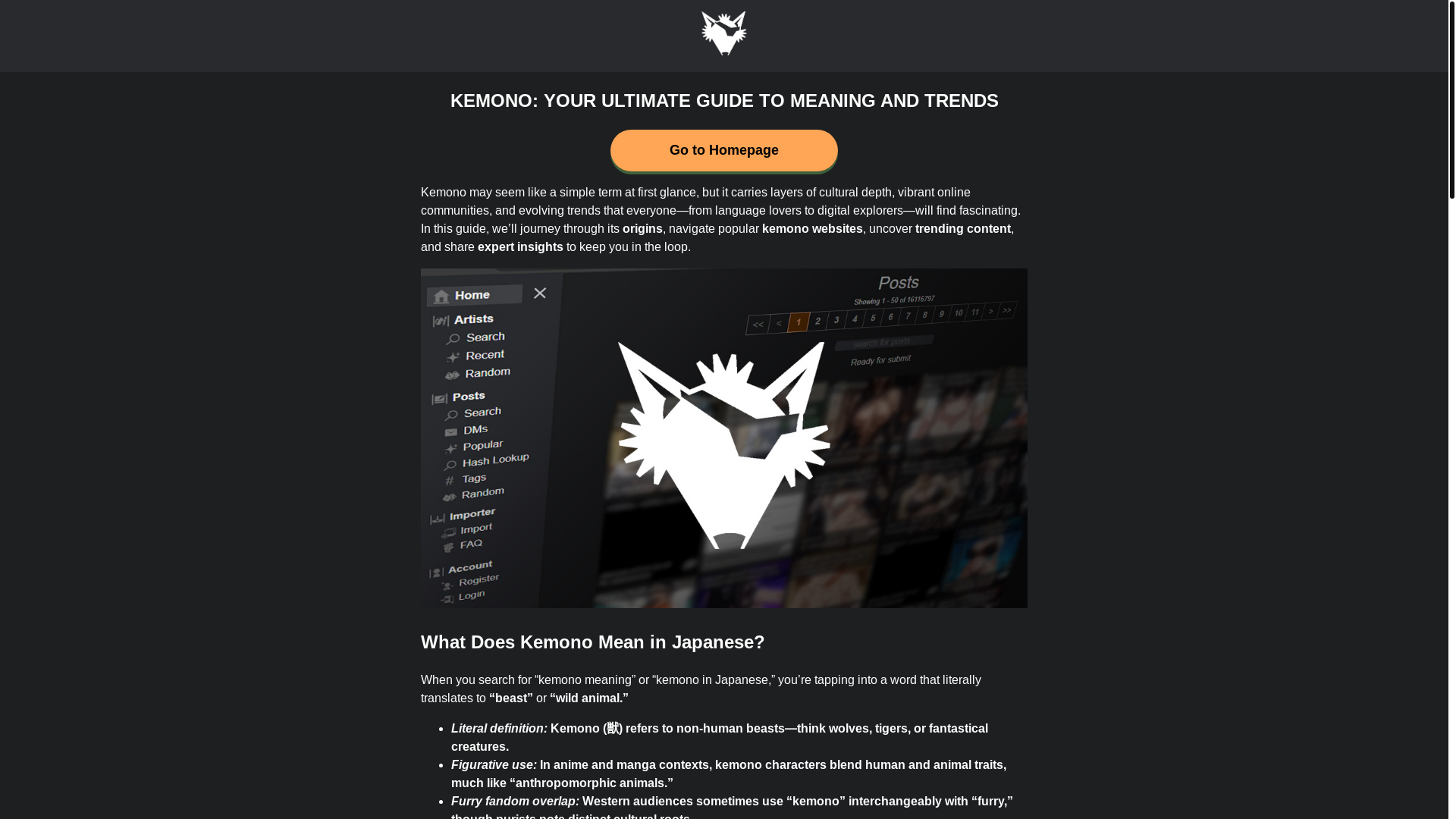 website screenshot of https://kemono.pics/