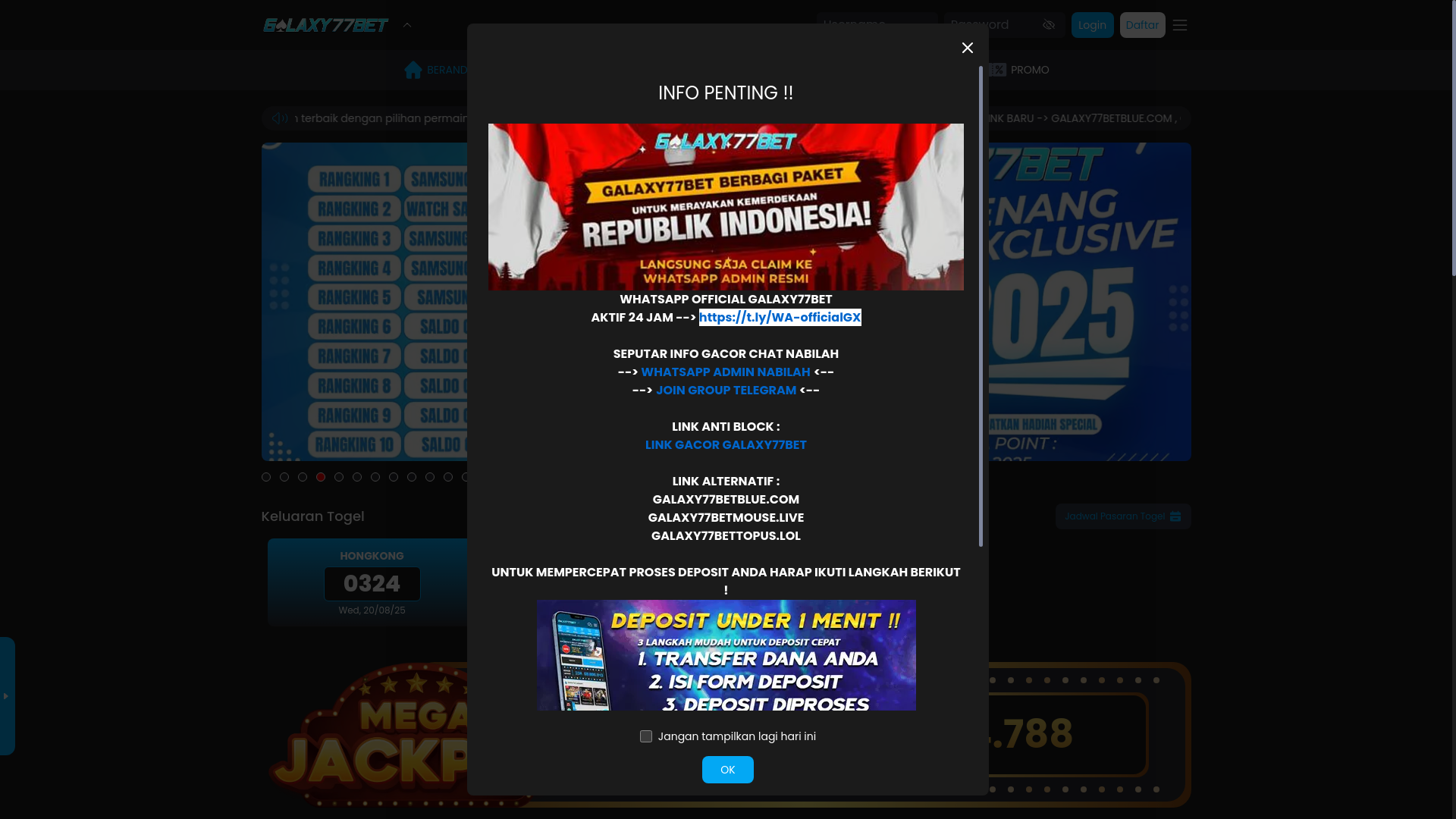 website screenshot of https://galaxy77betpur.lol/