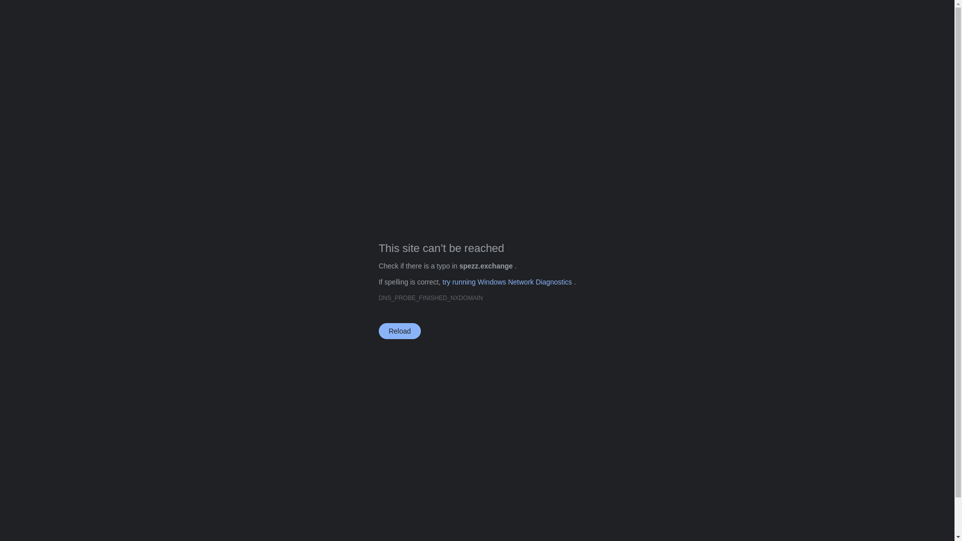 website screenshot of https://spezz.exchange/