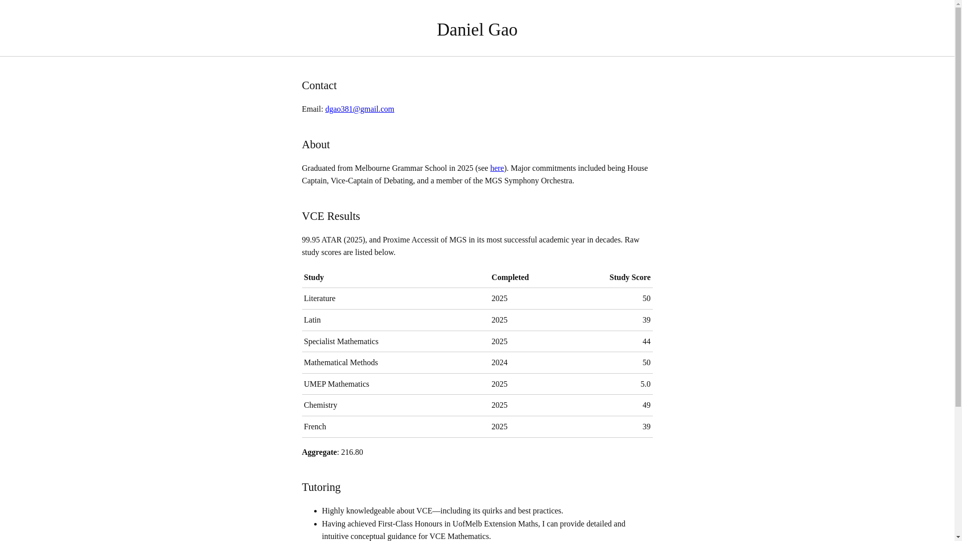 website screenshot of https://danielgao.site/