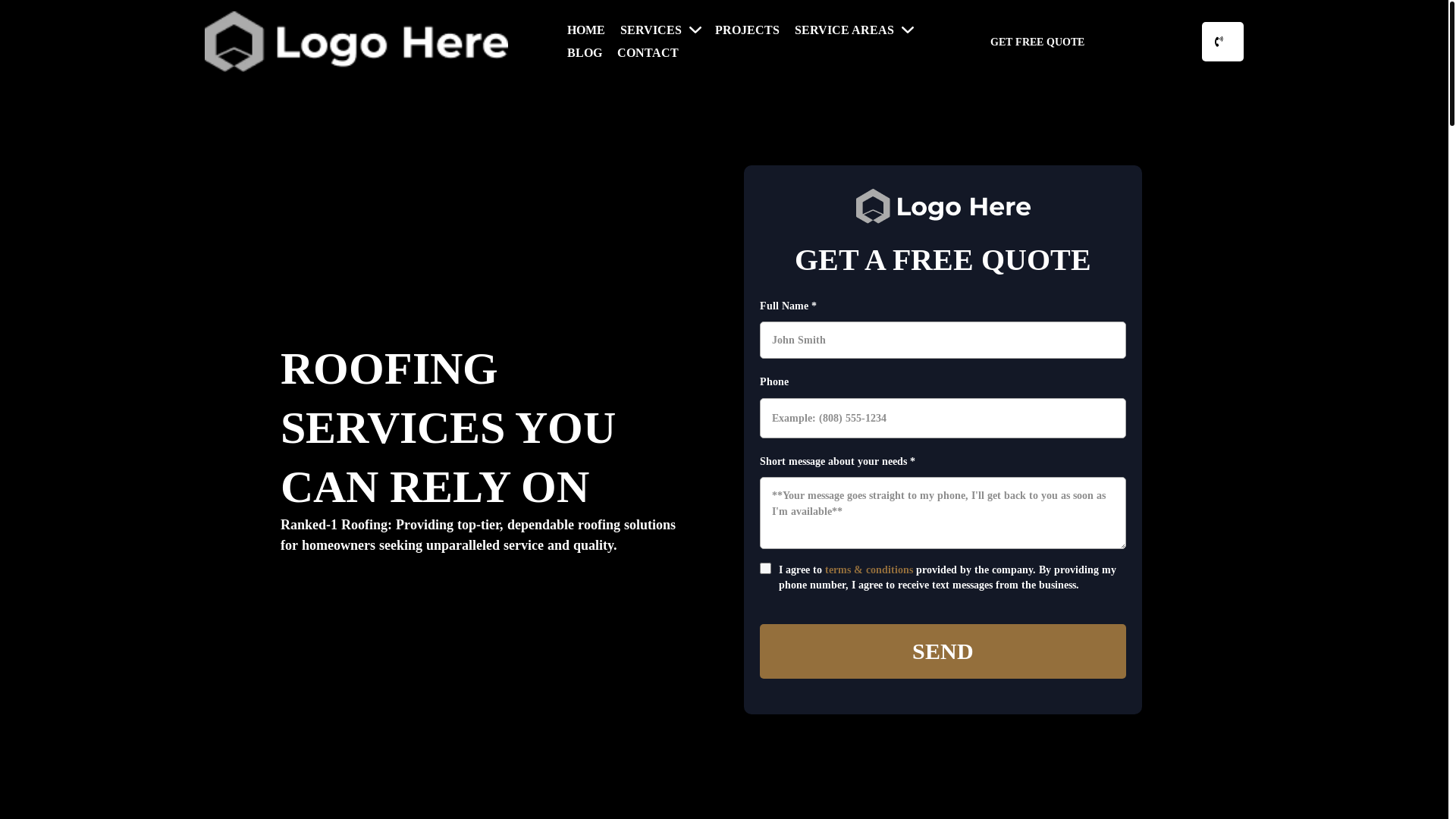 website screenshot of https://ranked1roofing.com/