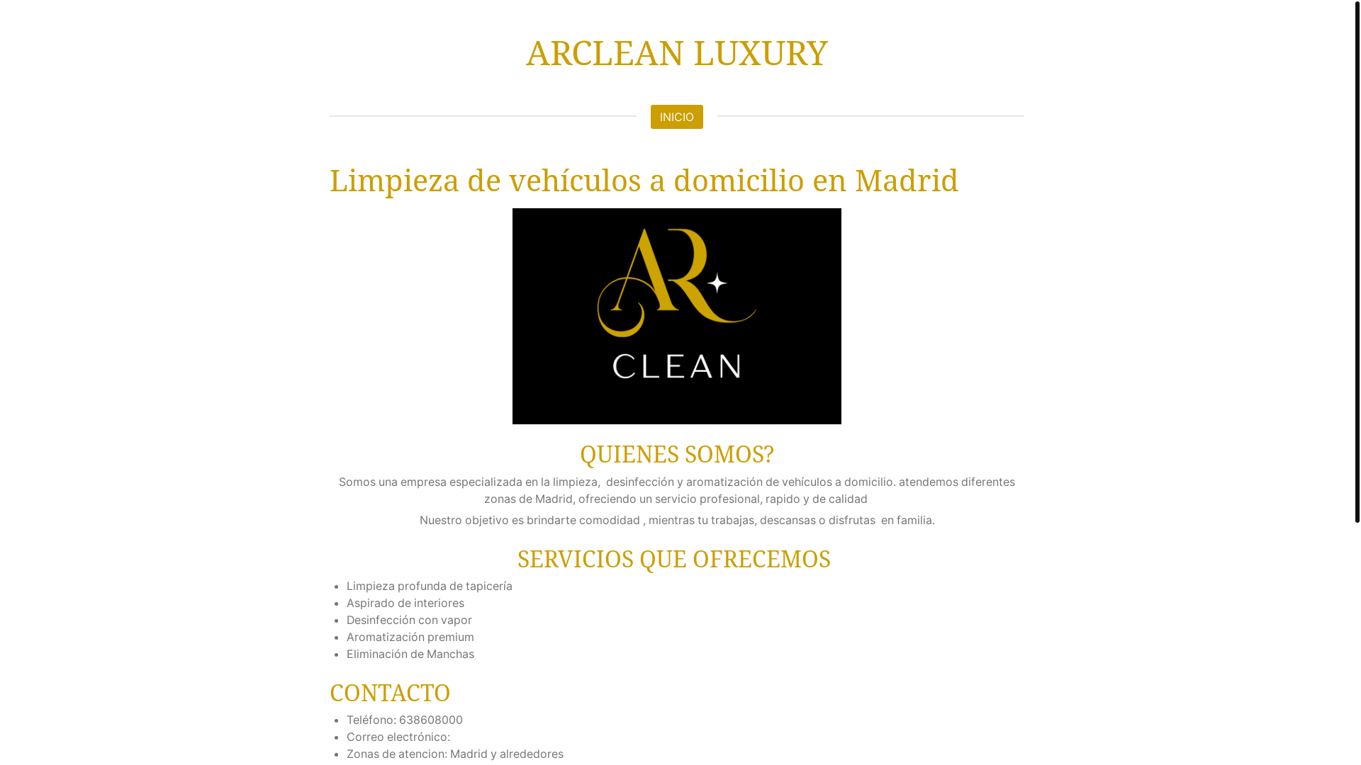 website screenshot of https://arcleanluxury.com/