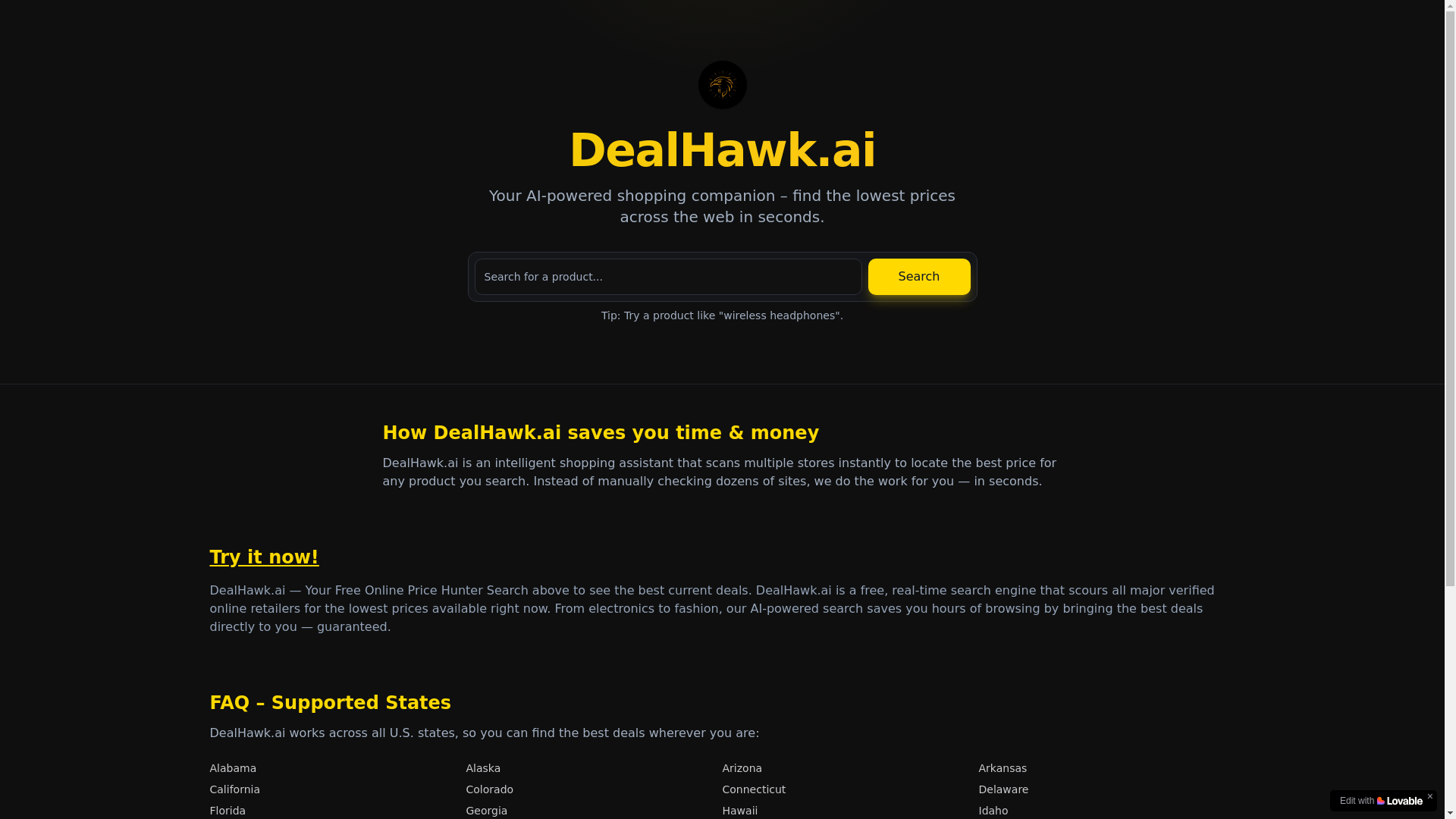 website screenshot of https://price-hawk-ai.com/