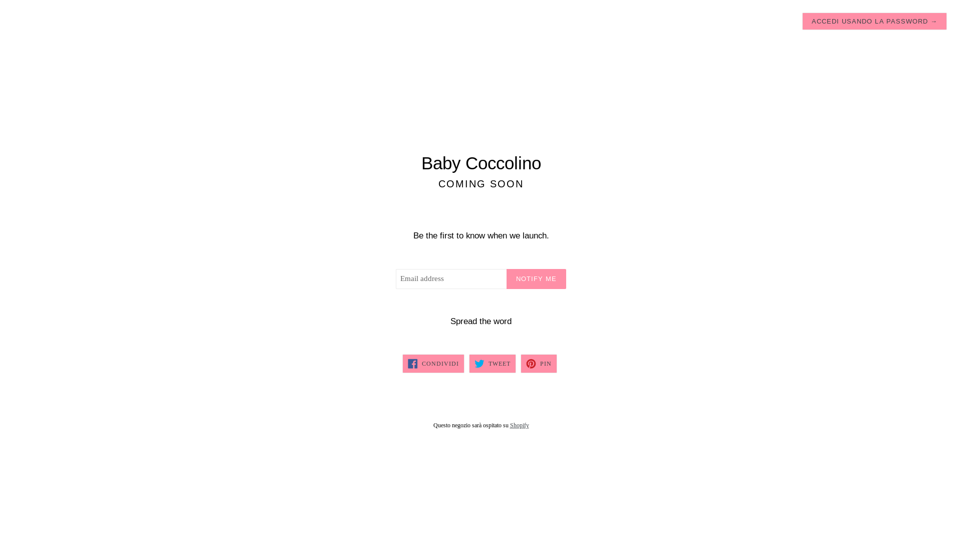 website screenshot of https://babycoccolino.it/