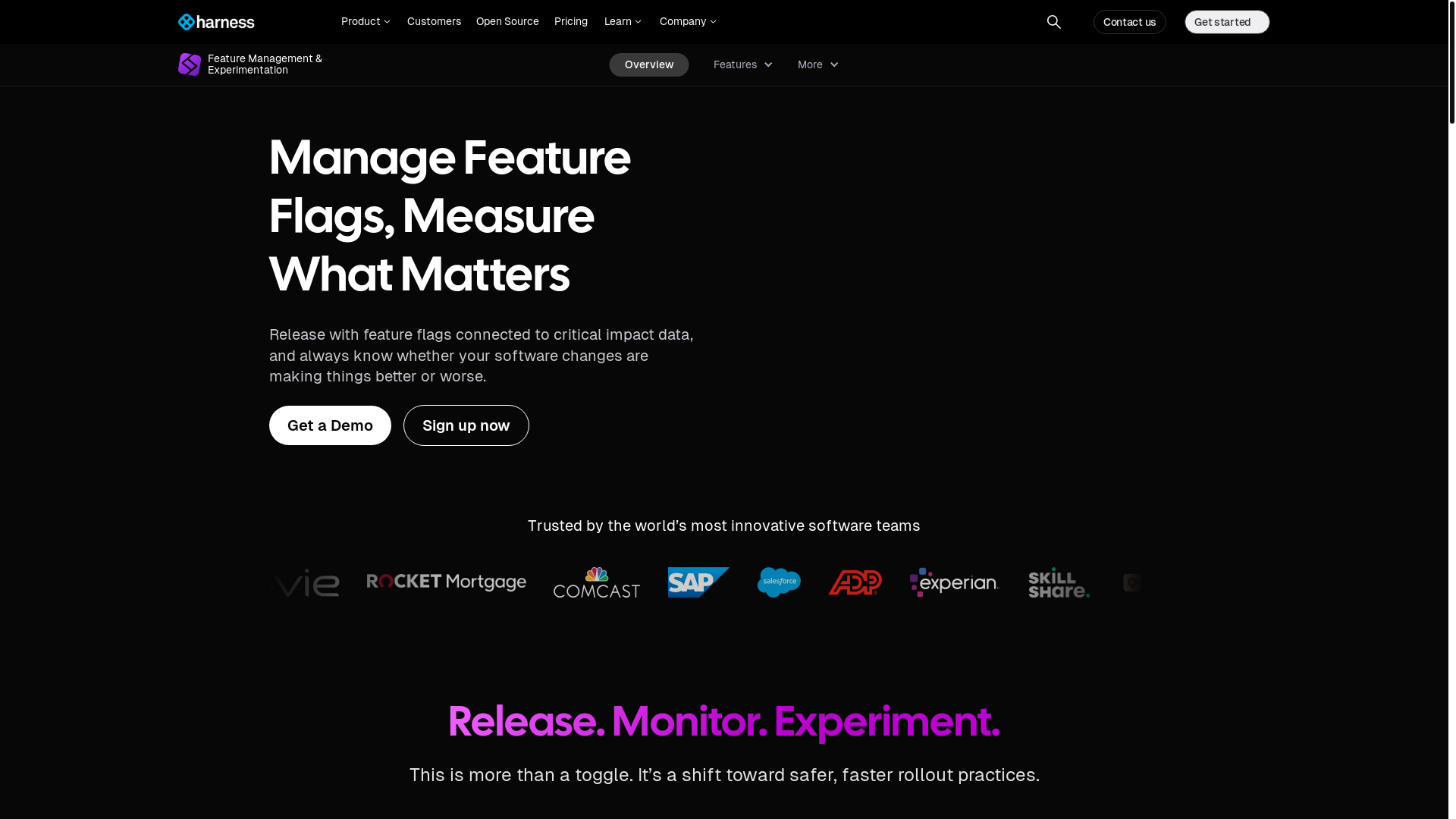 website screenshot of https://split.io
