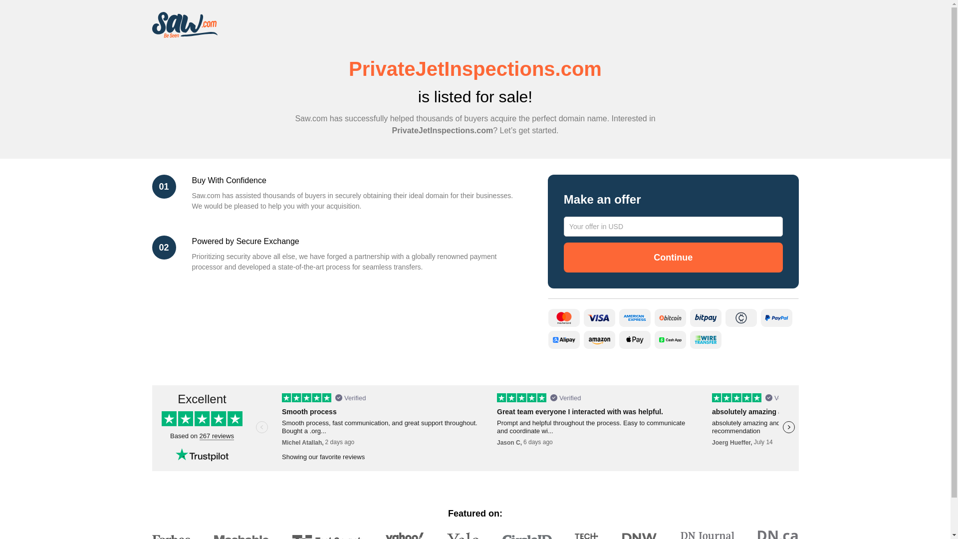 website screenshot of https://privatejetinspections.com/