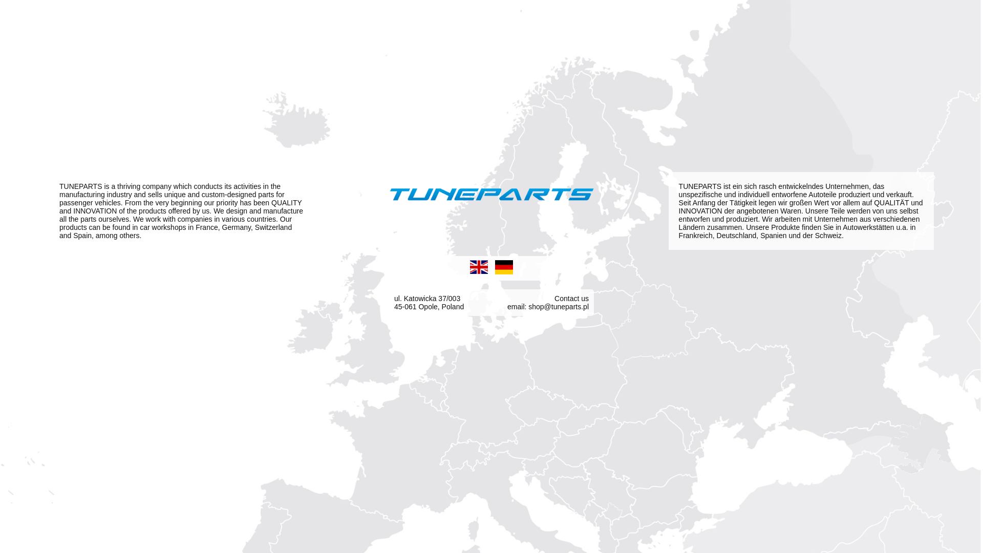 website screenshot of https://tuneparts-shop.eu/