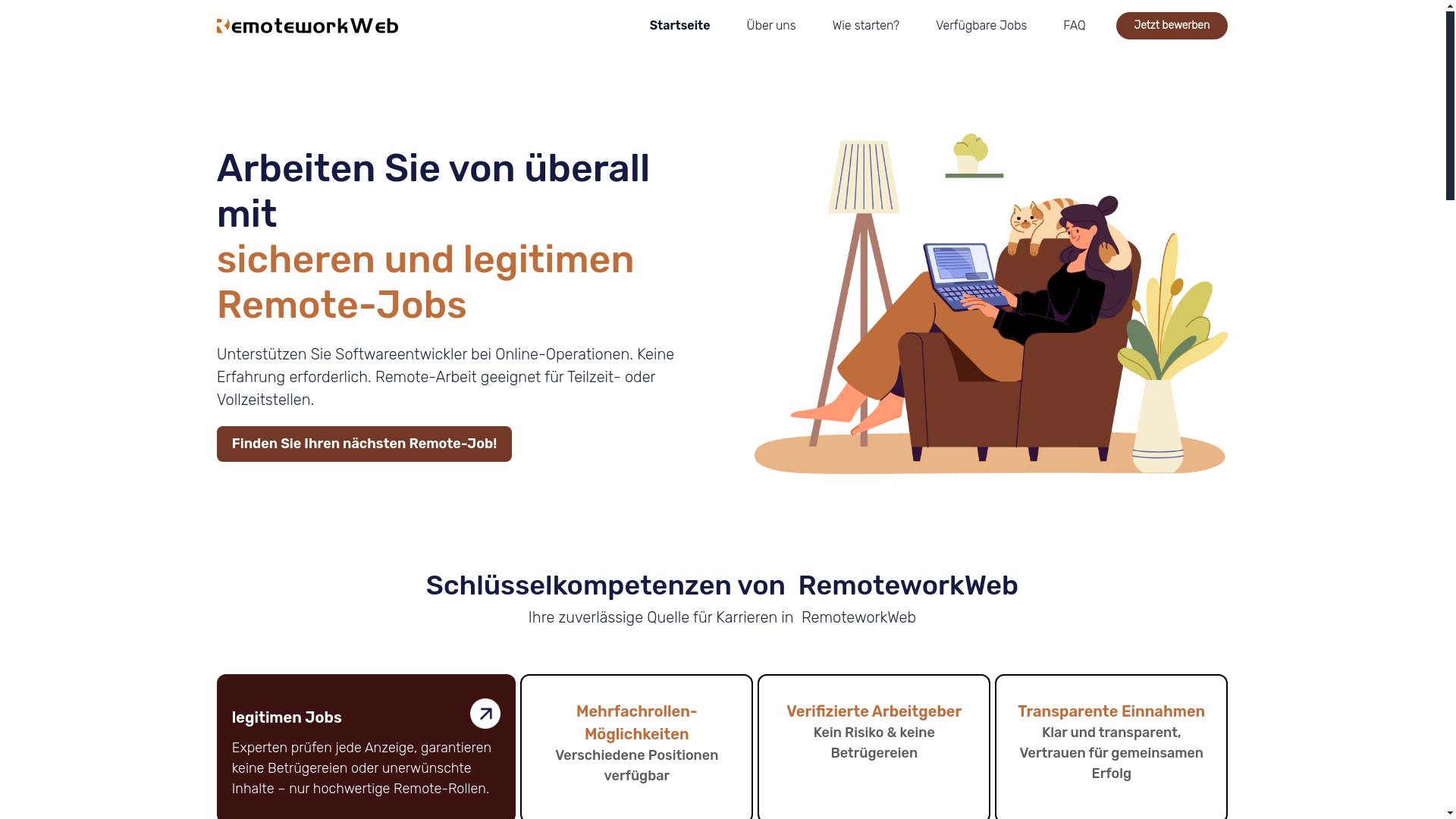 website screenshot of https://remoteworkwebde.com/