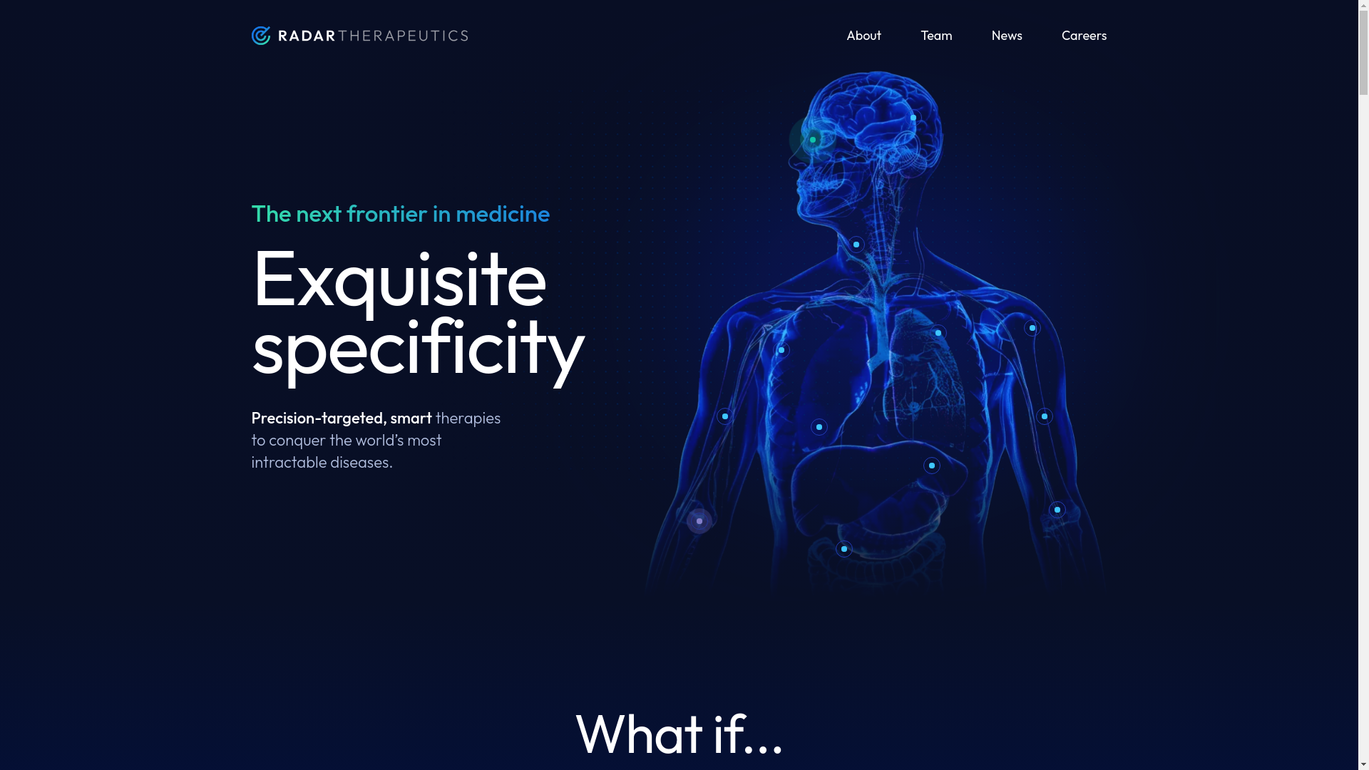 website screenshot of https://radarthera.com/