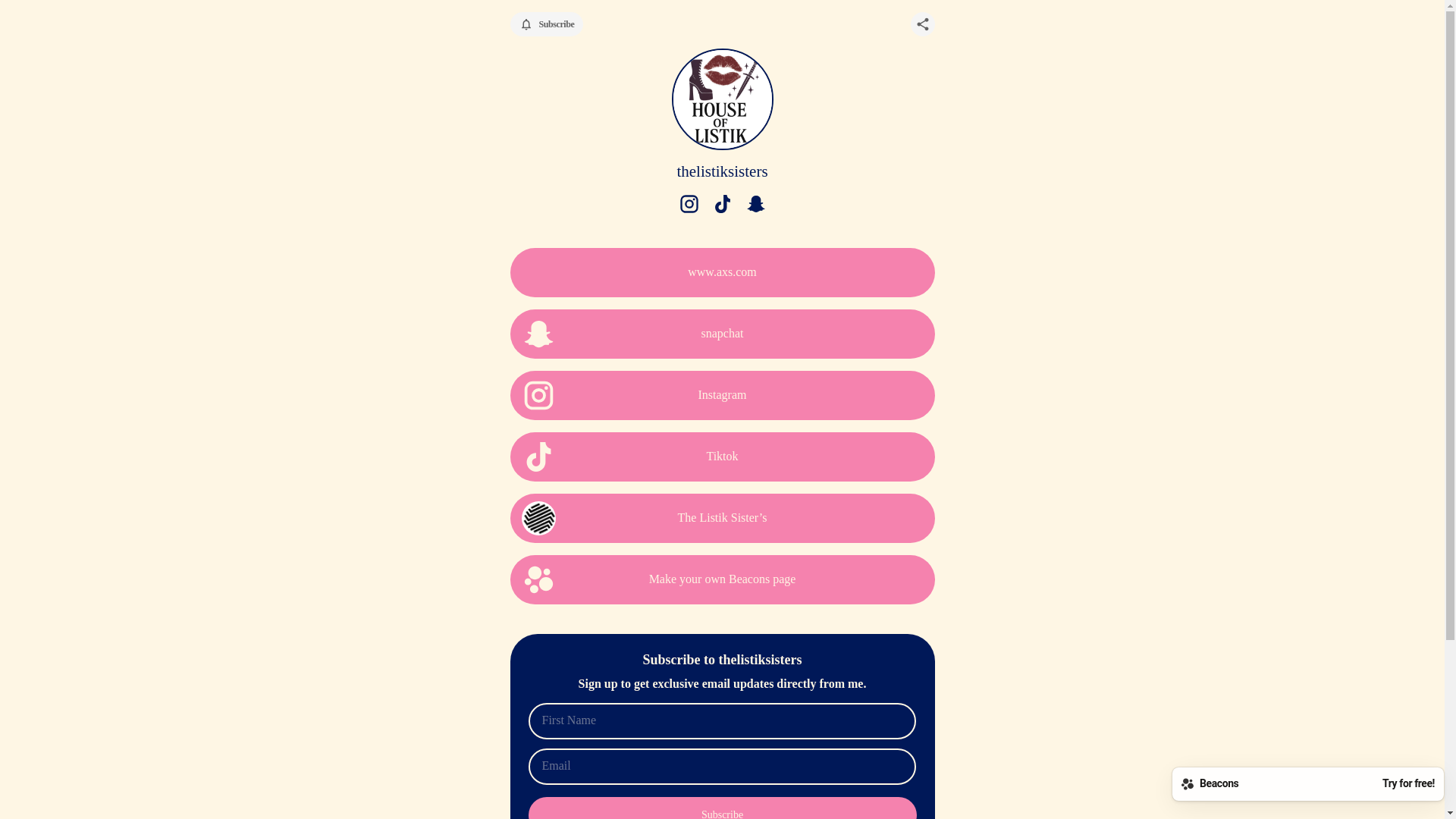 website screenshot of https://thelistiksisters.com/