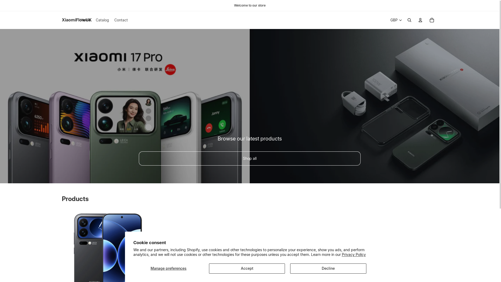 website screenshot of https://xiaomiflow.co.uk/