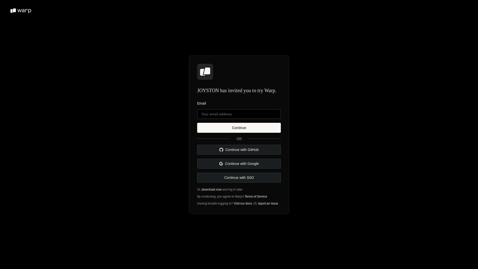 website screenshot of https://app.warp.dev/referral/NQG5ZR