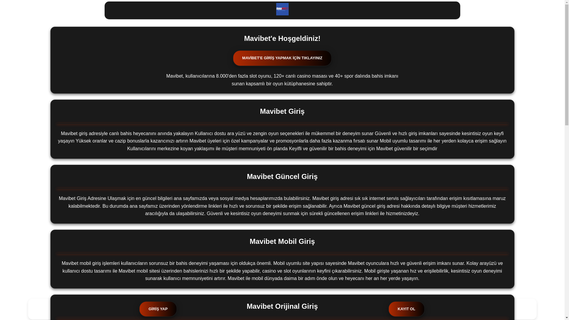website screenshot of https://mavibetgercekgiris.com/