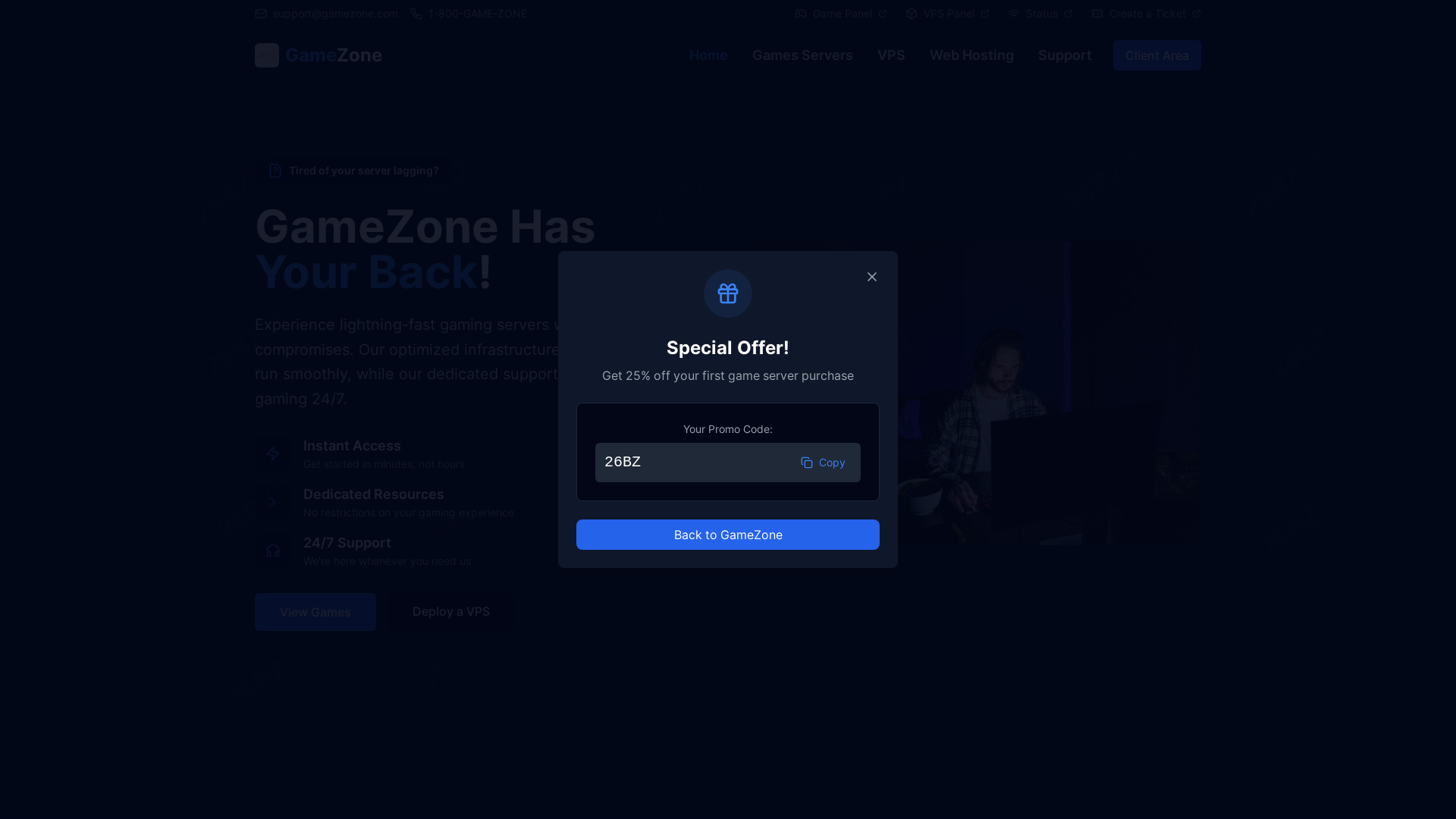 website screenshot of https://gamezone-template.pages.dev/