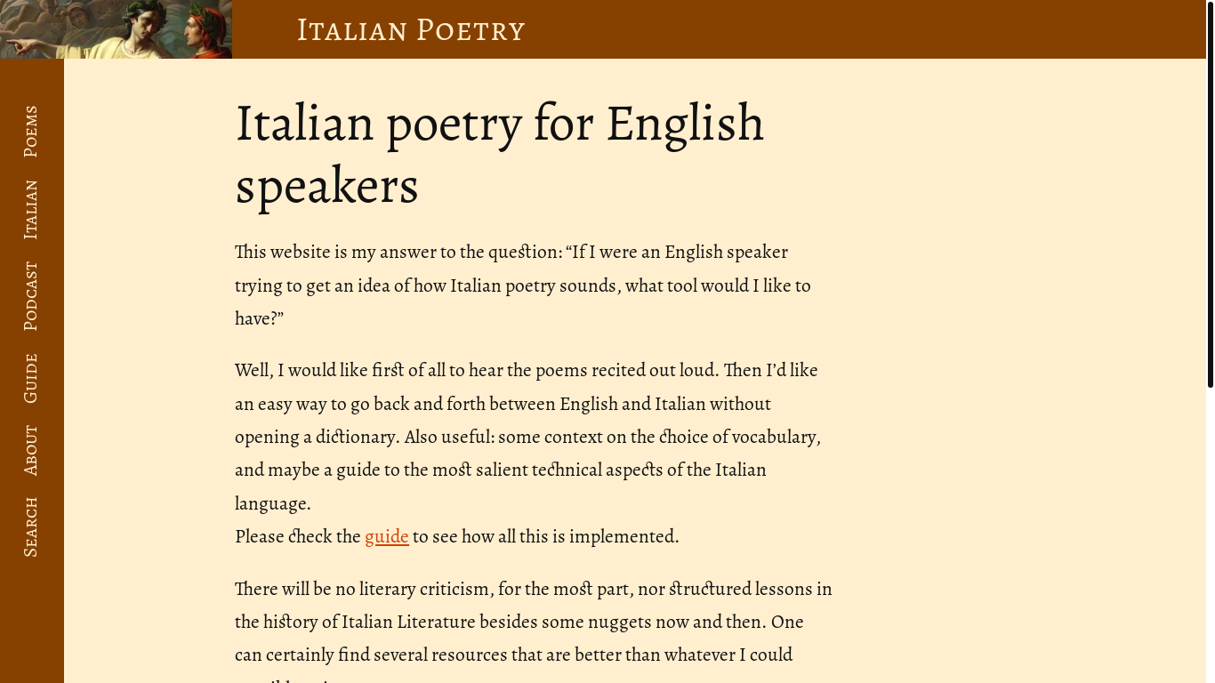 website screenshot of https://italianpoetry.it/