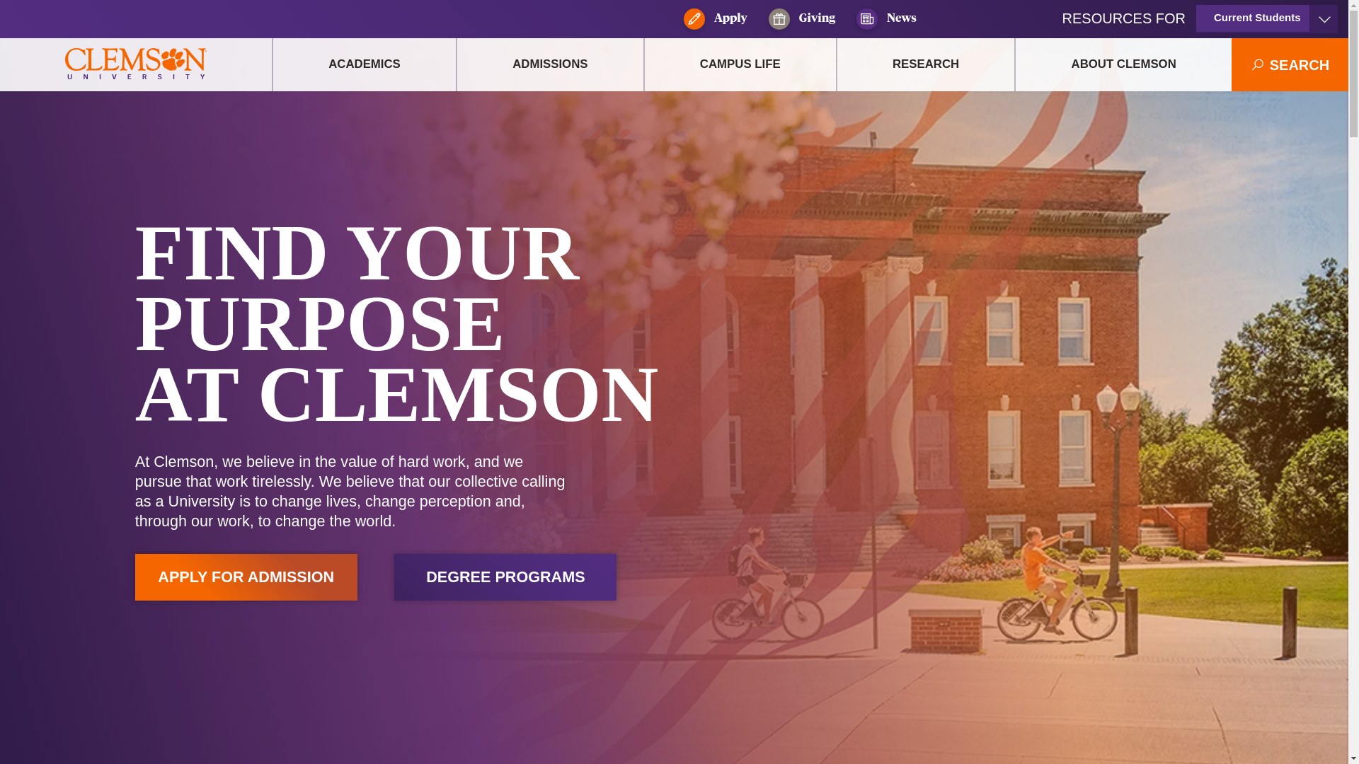website screenshot of https://www.clemson.edu/