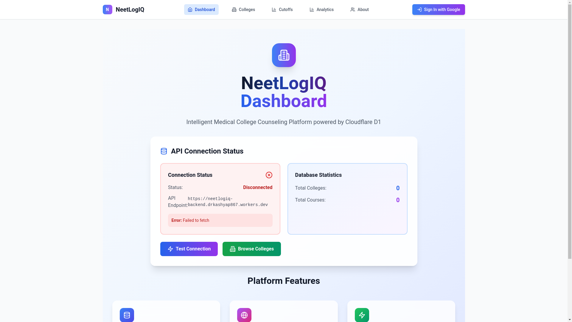 website screenshot of https://neetlogiq-frontend.pages.dev/
