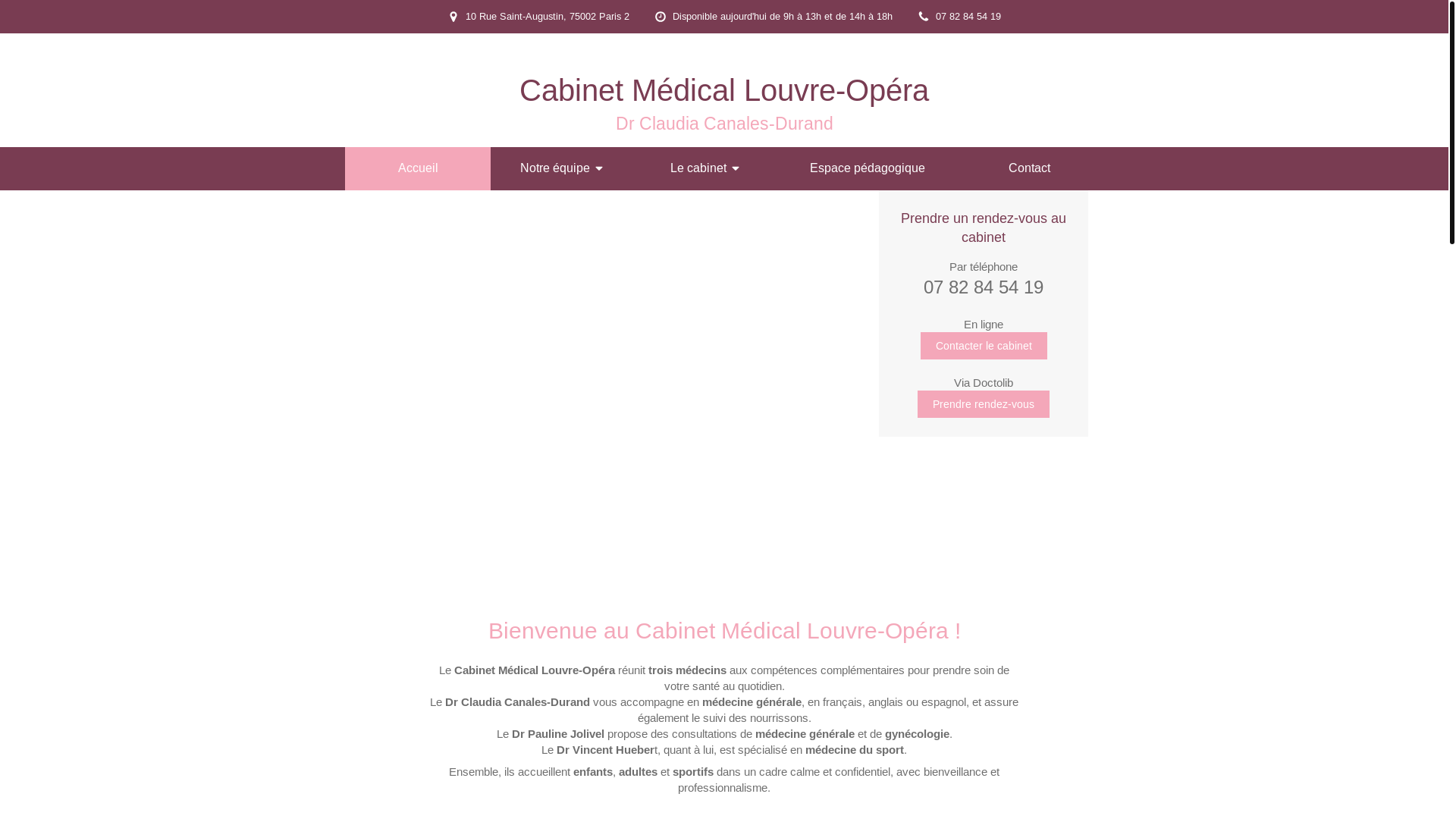 website screenshot of https://cabinet-medical-louvre-opera.fr/