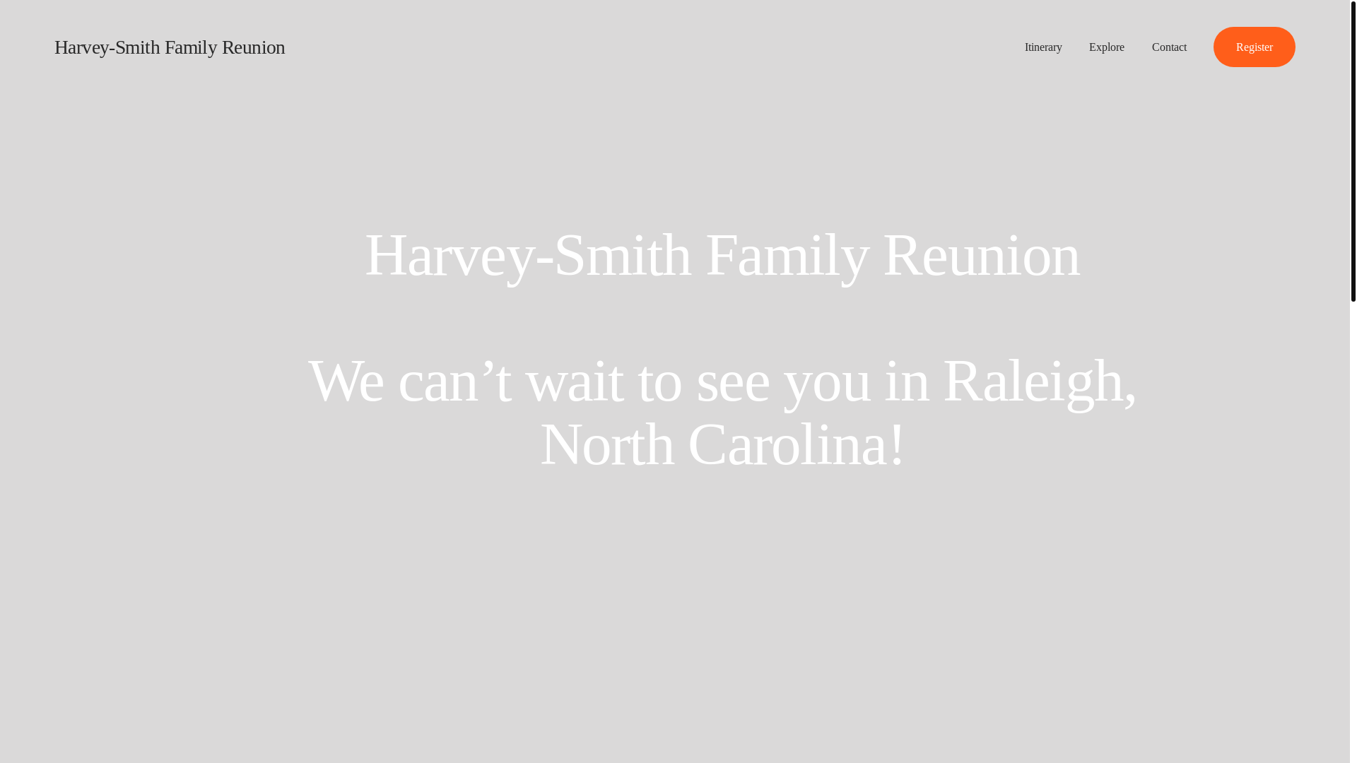 website screenshot of https://2026harveysmithreunion.com/