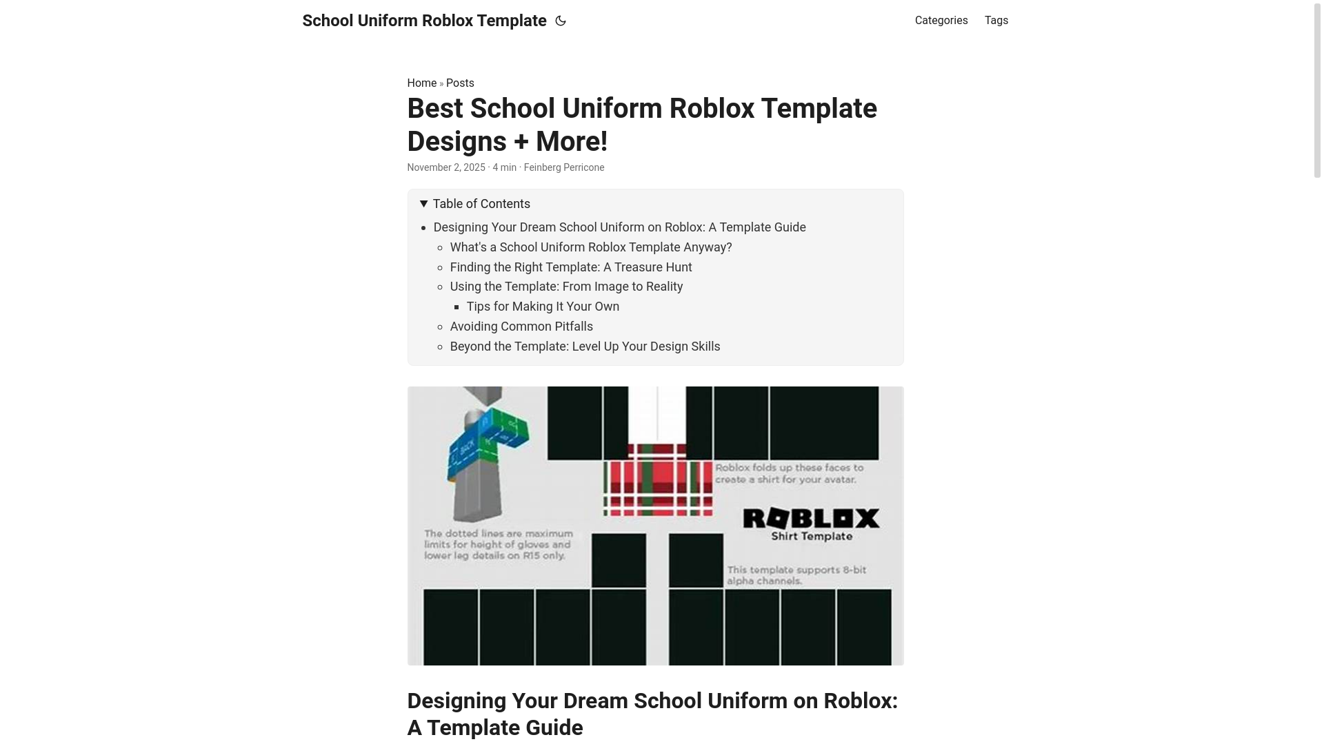 website screenshot of https://school-uniform-roblox-template.pages.dev/