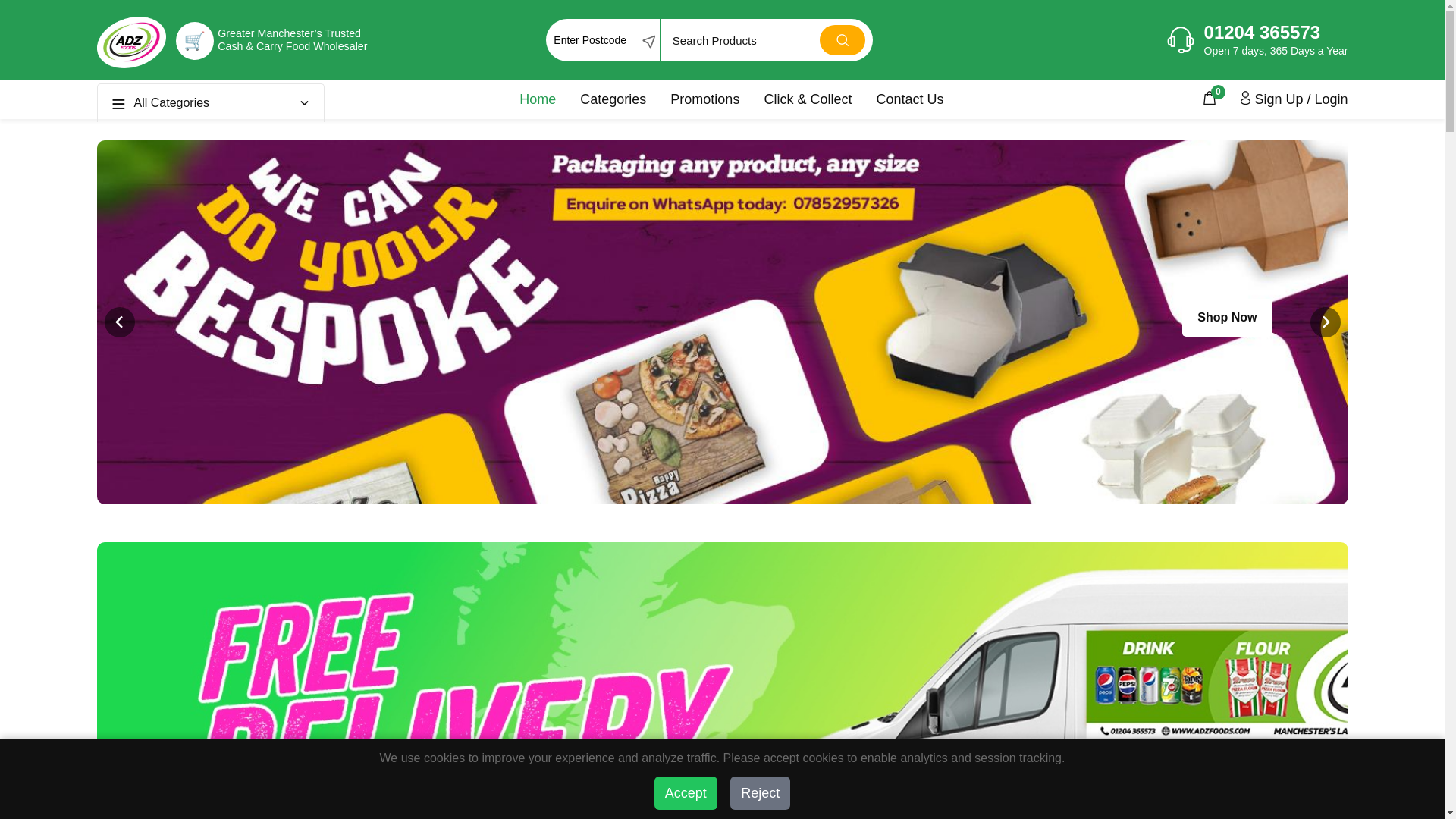 website screenshot of https://www.adzfoods.com/