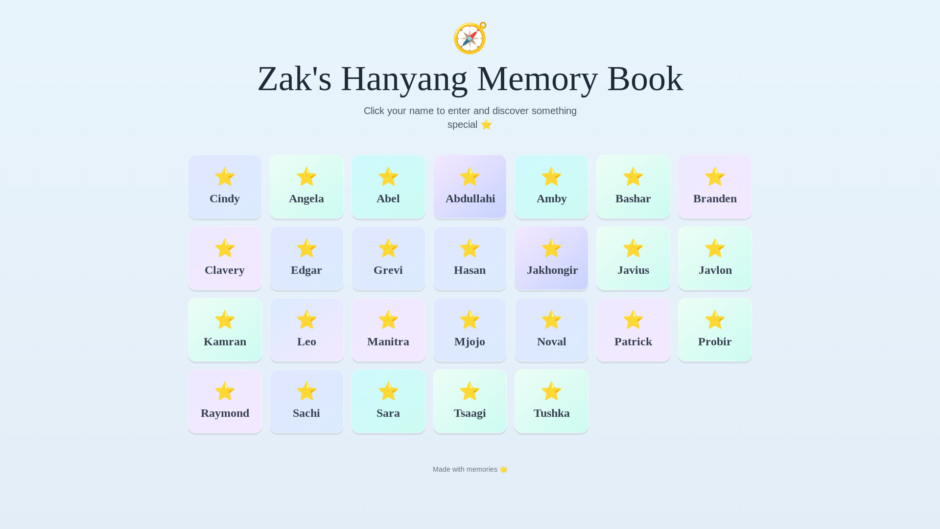 website screenshot of https://zakmemorybook.live/