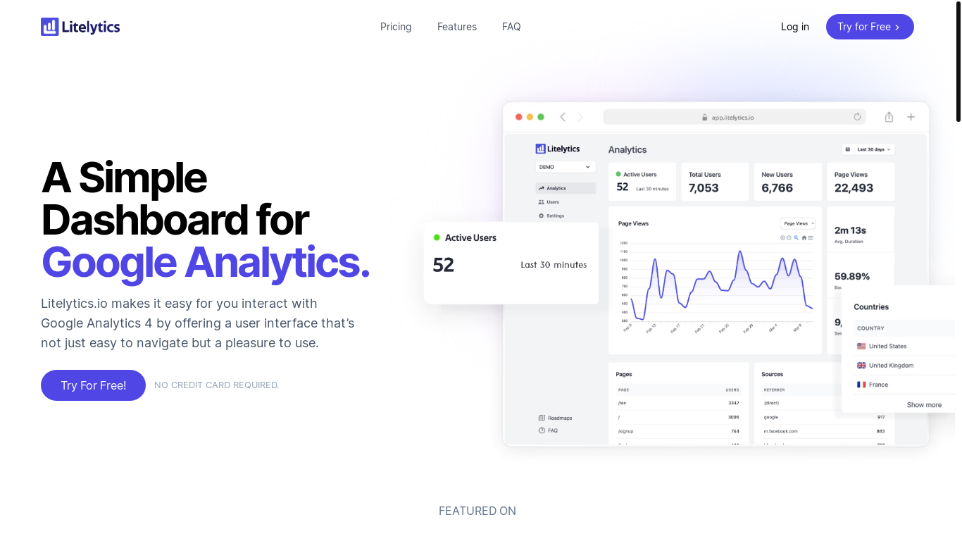 website screenshot of https://litelytics-frontend.pages.dev/