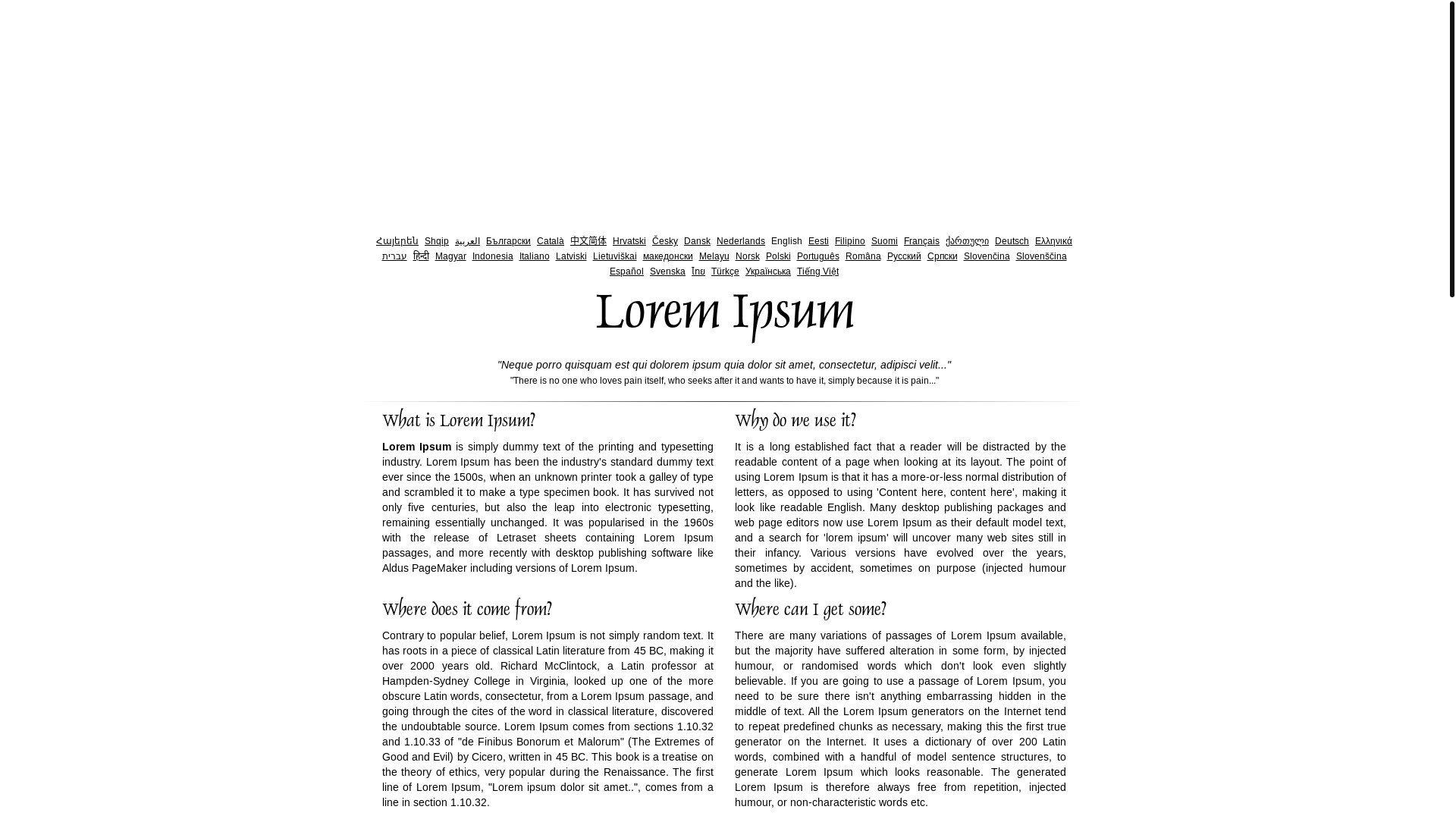 website screenshot of https://www.lipsum.com