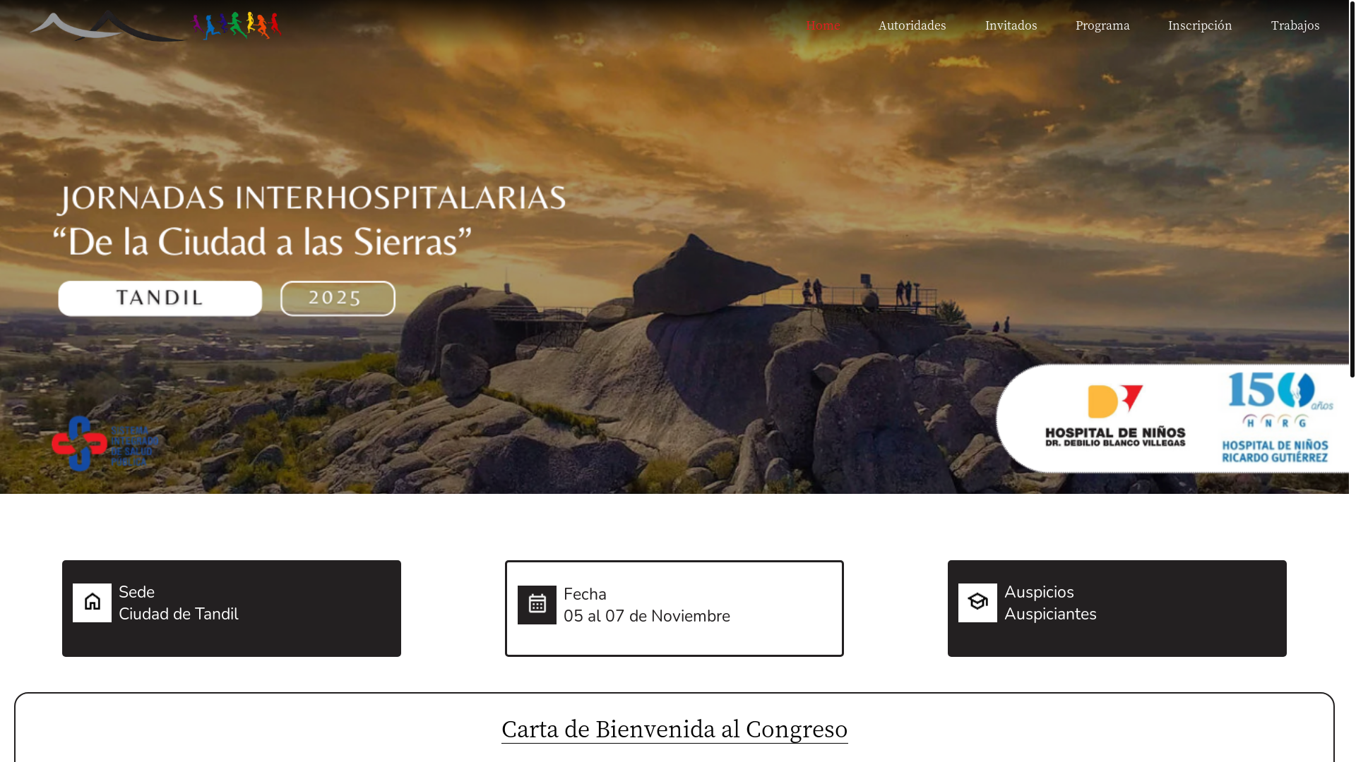 website screenshot of https://jornadasinterhospitalariastandil.com/
