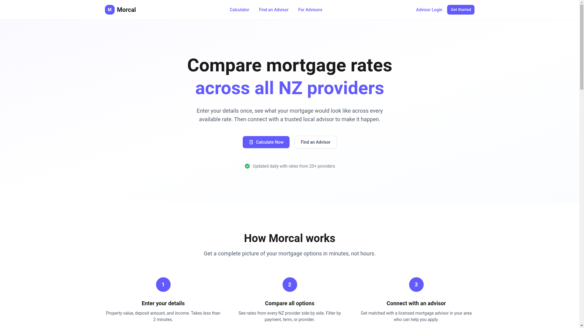website screenshot of https://morcal.co.nz/