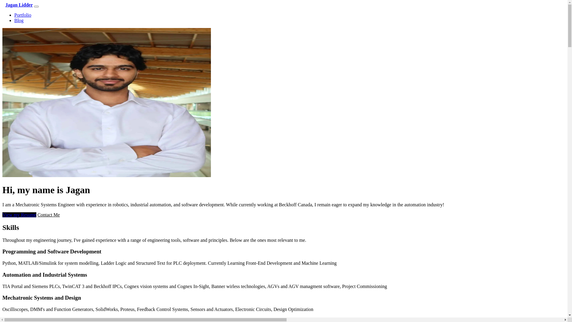 website screenshot of https://jaganlidder.com/