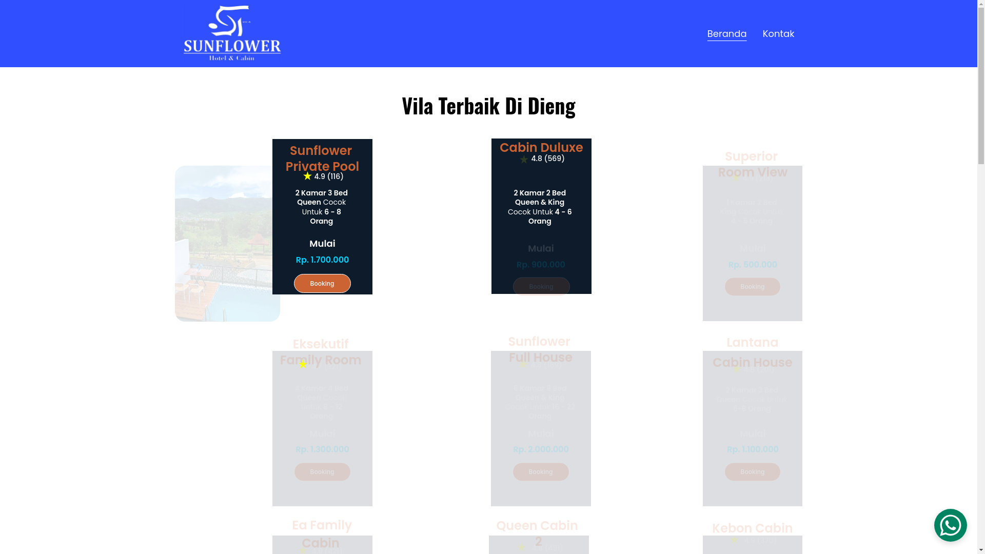 website screenshot of https://sunflowervilladieng.com/