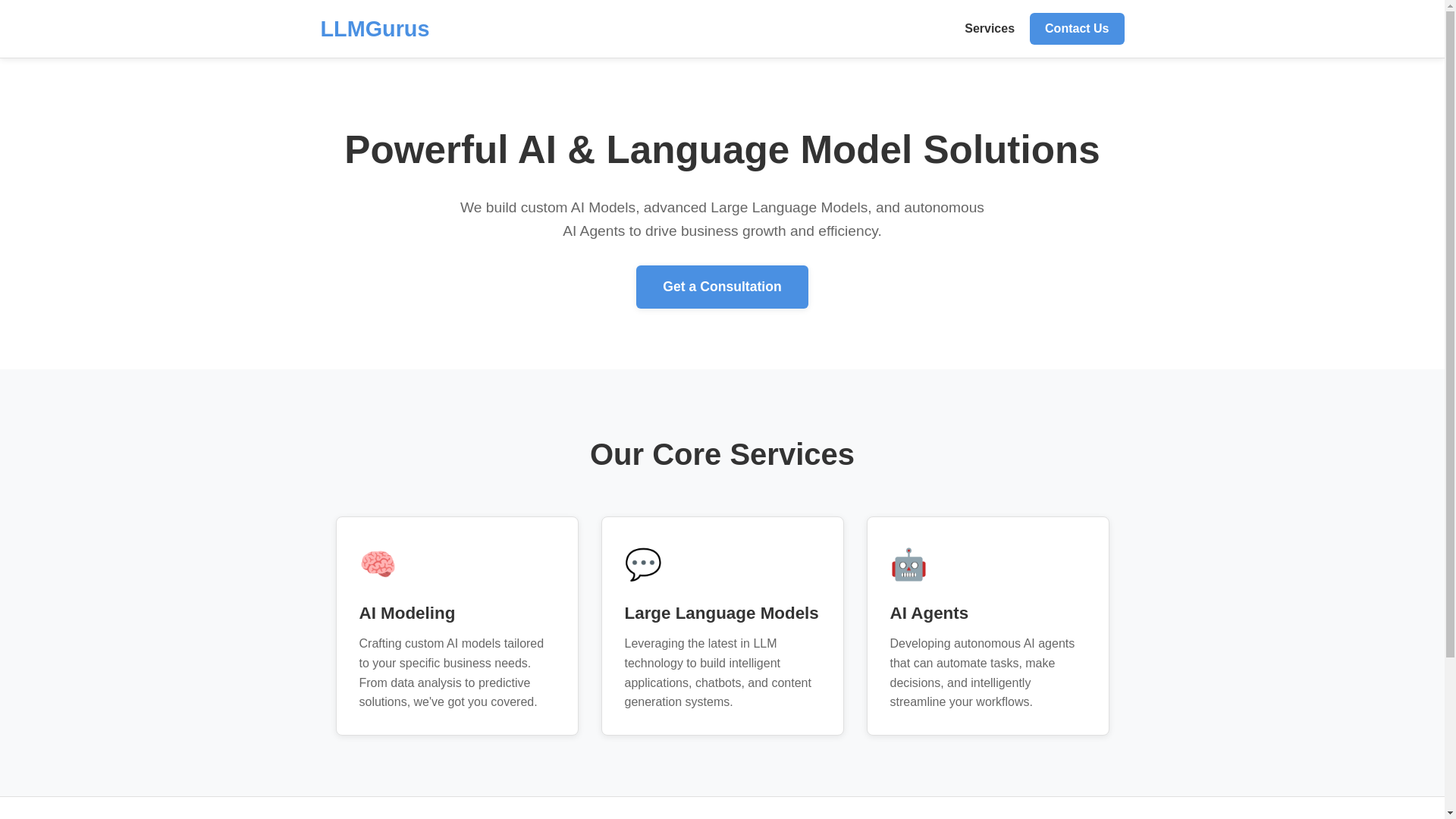 website screenshot of https://llmgurus-static-page.pages.dev/