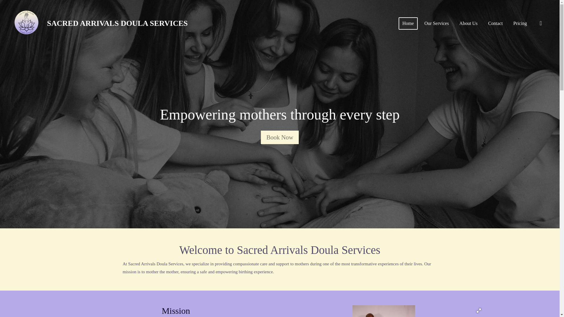 website screenshot of https://sacredarrivalsdoulaservices.com/
