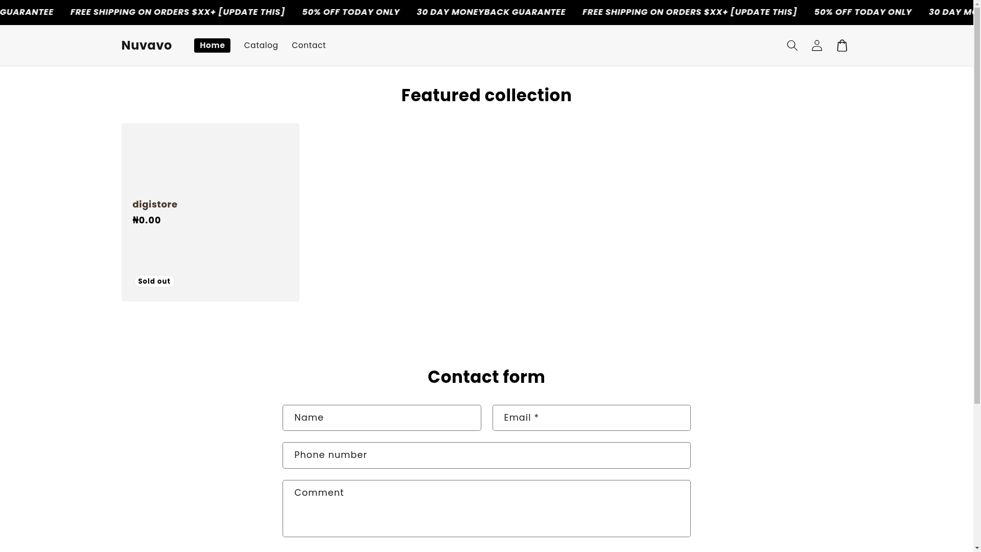website screenshot of https://nuvavo.store/