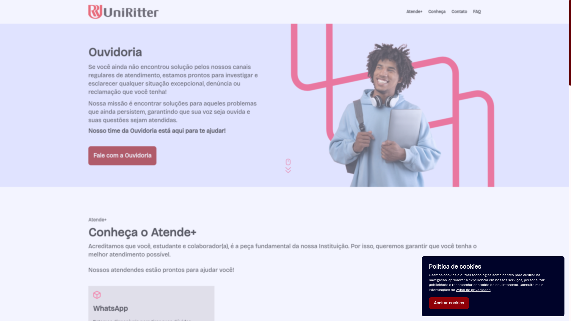 website screenshot of https://ouvidoria-uniritter.pages.dev/