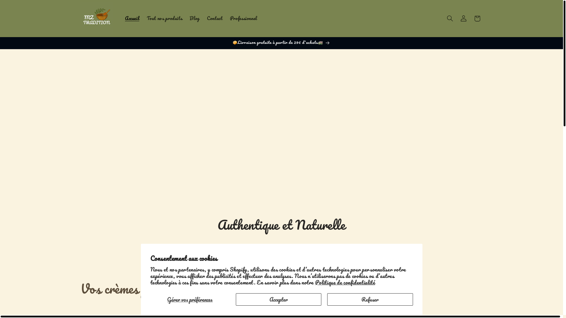 website screenshot of https://mzcommercetraditionnel.com/