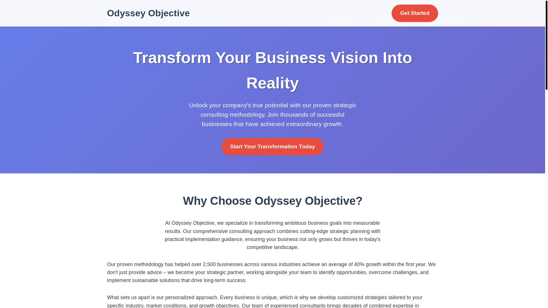 website screenshot of https://odysseyobjective.best/