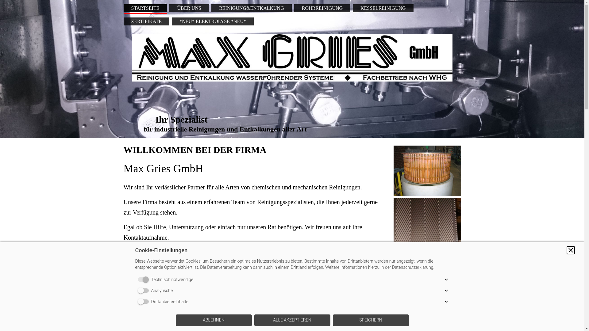 website screenshot of https://www.max-gries-gmbh.de/