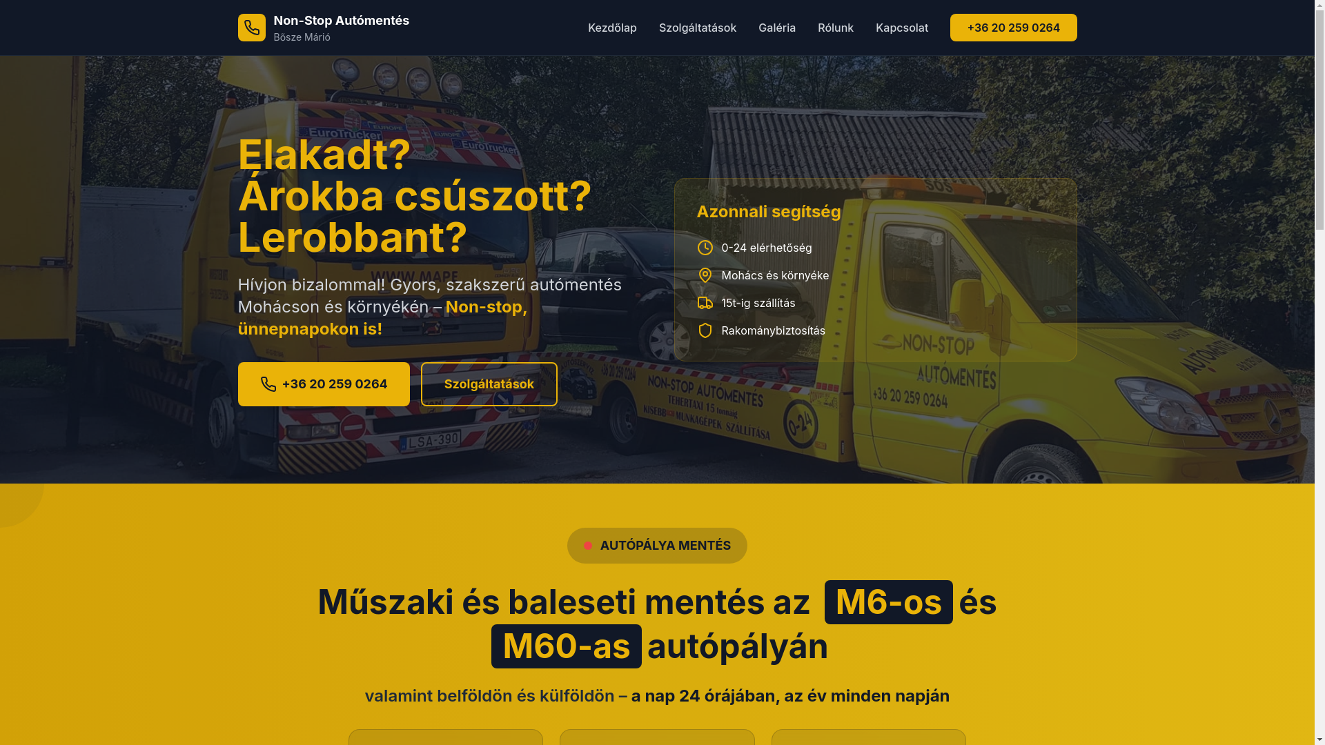 website screenshot of https://automentesmohacs.hu/