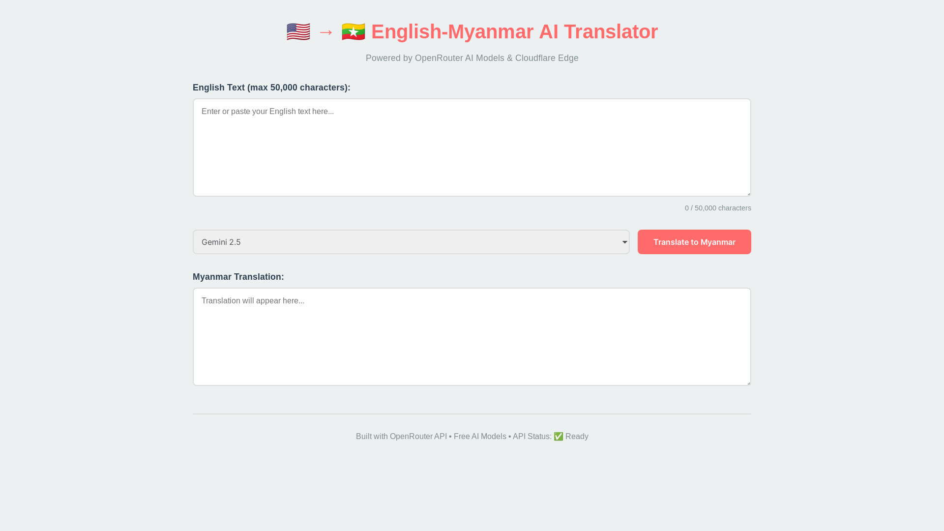 website screenshot of https://english-myanmar-translator-frontend.pages.dev/