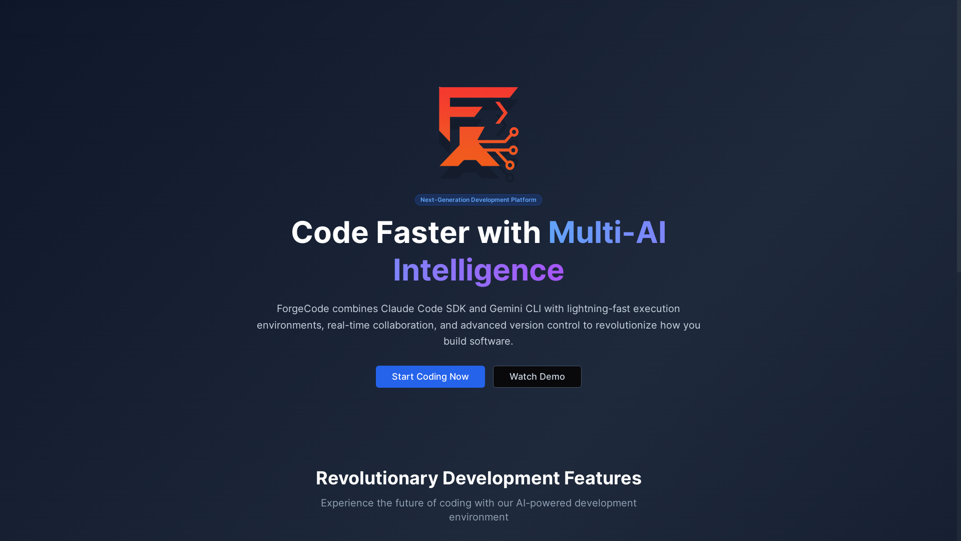 website screenshot of https://forgecode.pro/