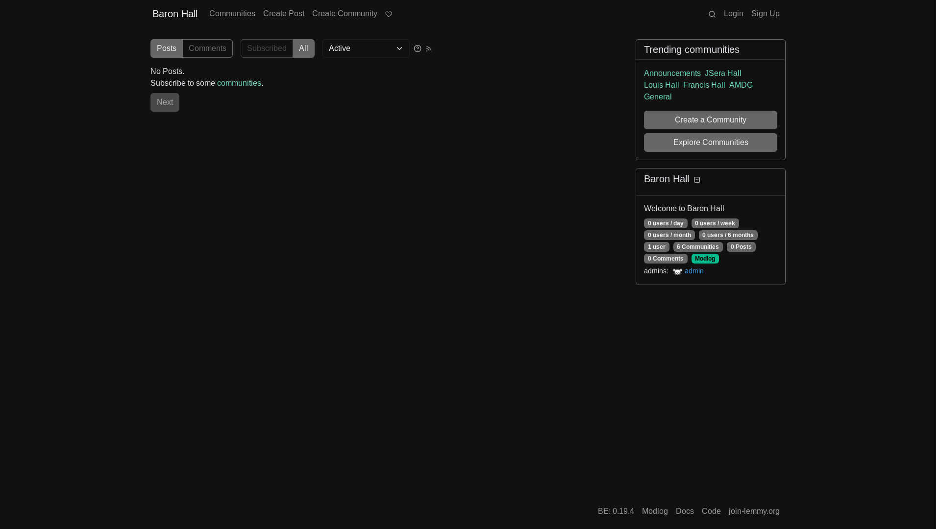 website screenshot of https://baronhall.net/